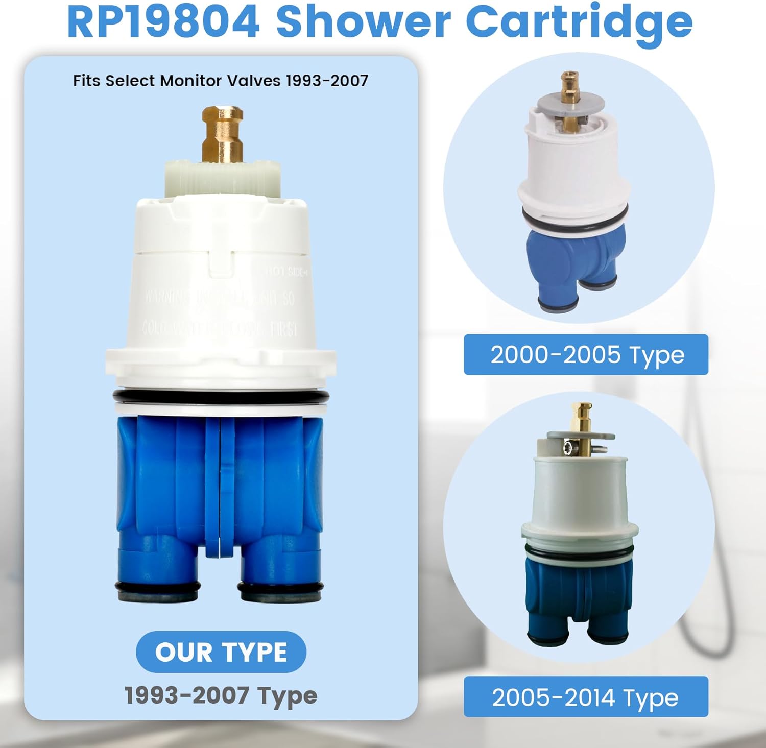 RP19804 Shower Cartridge Compatible with Delta Faucet 1300/1400 Series Tub and Shower Valves, RP19804 Cartridge Replacement Fits Select Monitor Valves 1993-2007 (2 PCS)