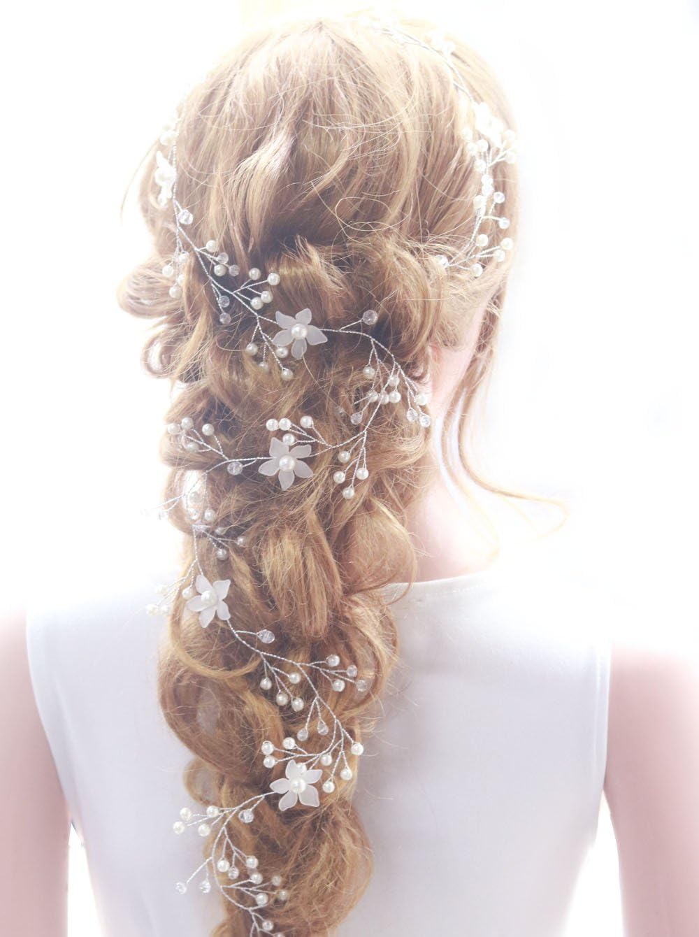 Missgrace Bridal Vintage Hair Vine Flower Crystal Wedding Hair Vine Wedding Crown Wedding Headpiece Bridal Hair Vine -Vintage Wedding Hair Accessories for Bridal and Girls