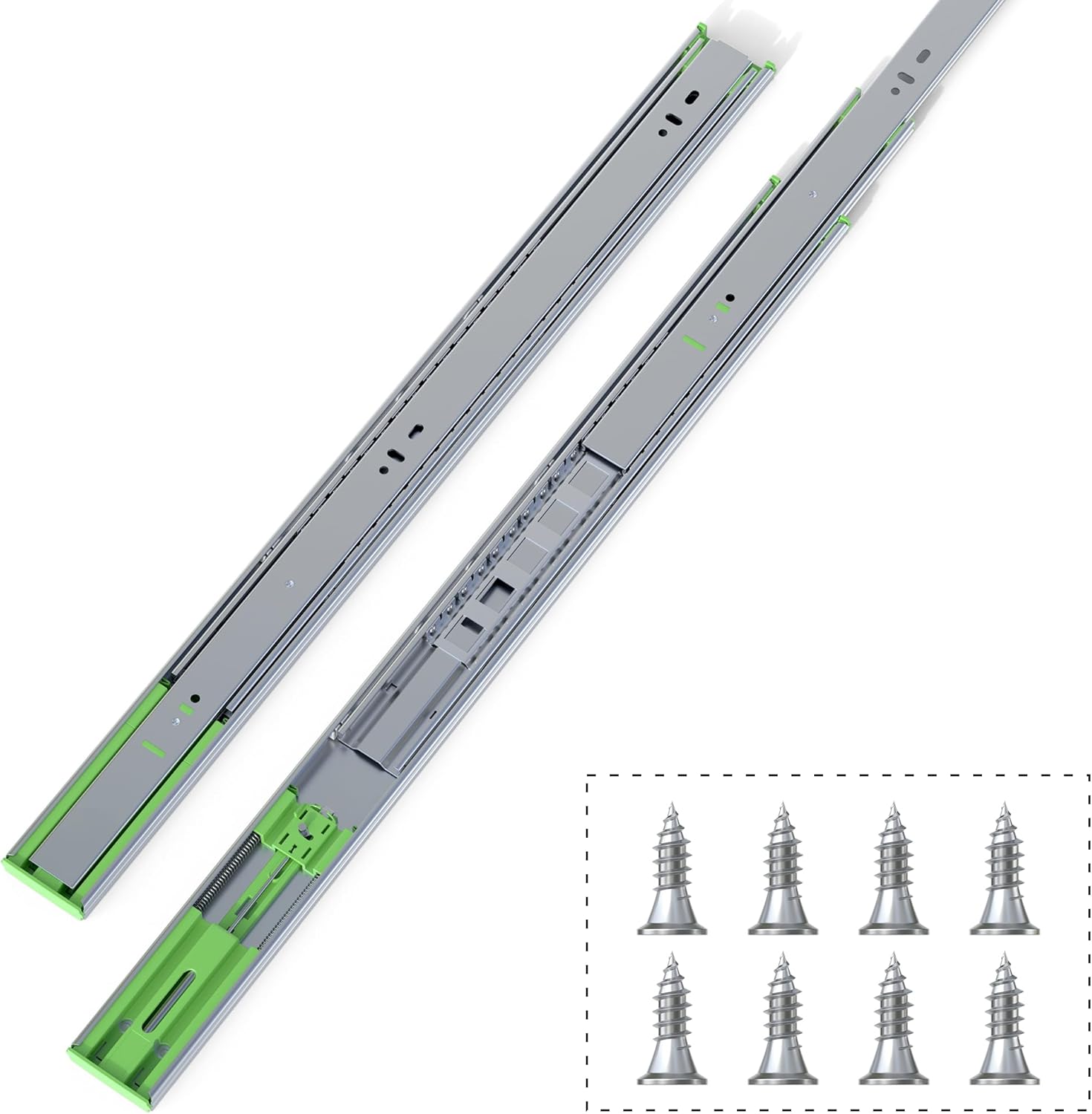 2 Pairs 22 inch Soft Close Drawer Slides Side Mount, 3 fold Full Extension Ball Bearing Drawer Runners, self Closing Heavy Duty Drawer Glide Rails for Kitchen Cabinet, Tool Box