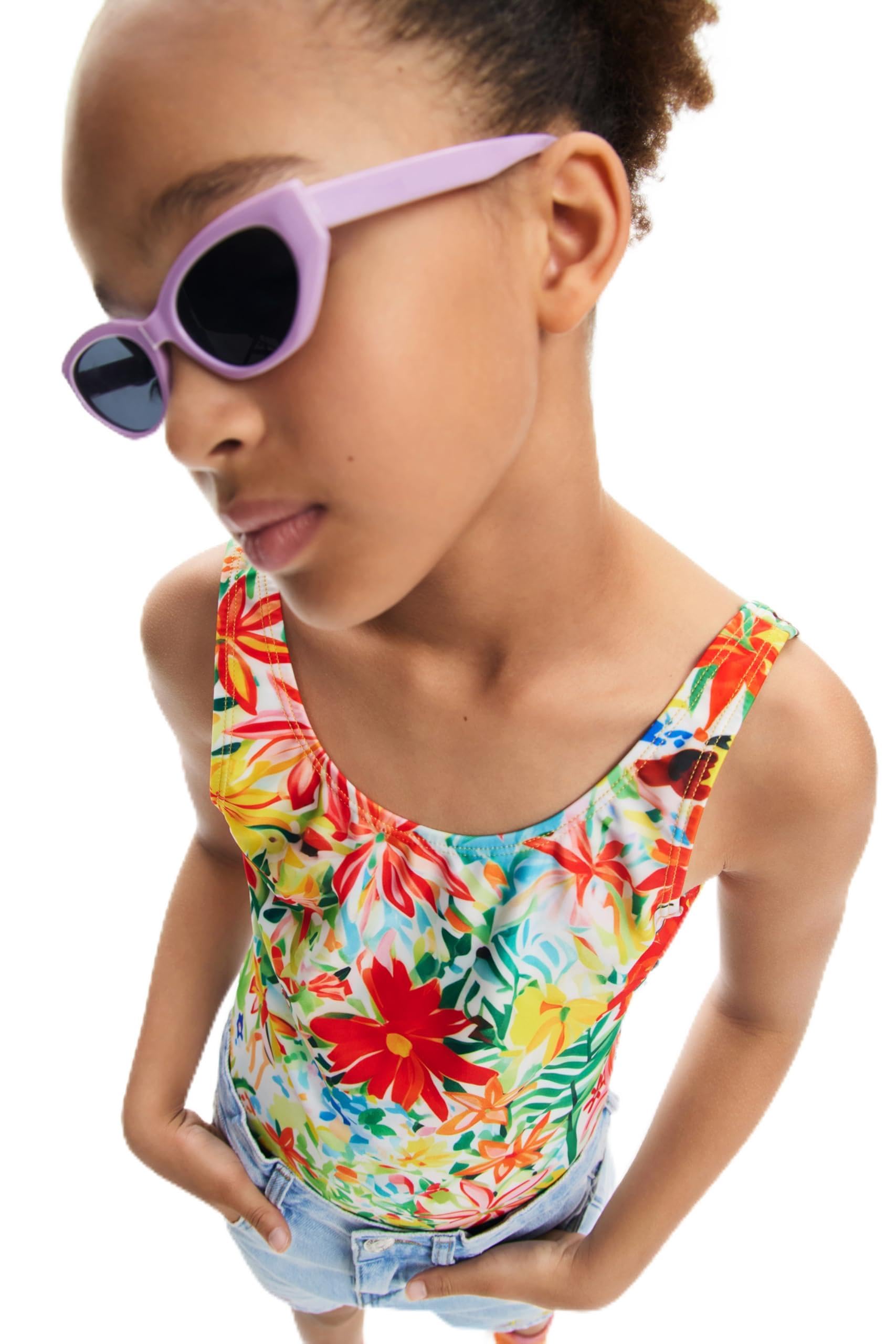 Desigual Chicas Material Finishes Bañador Estampado Tropical, L