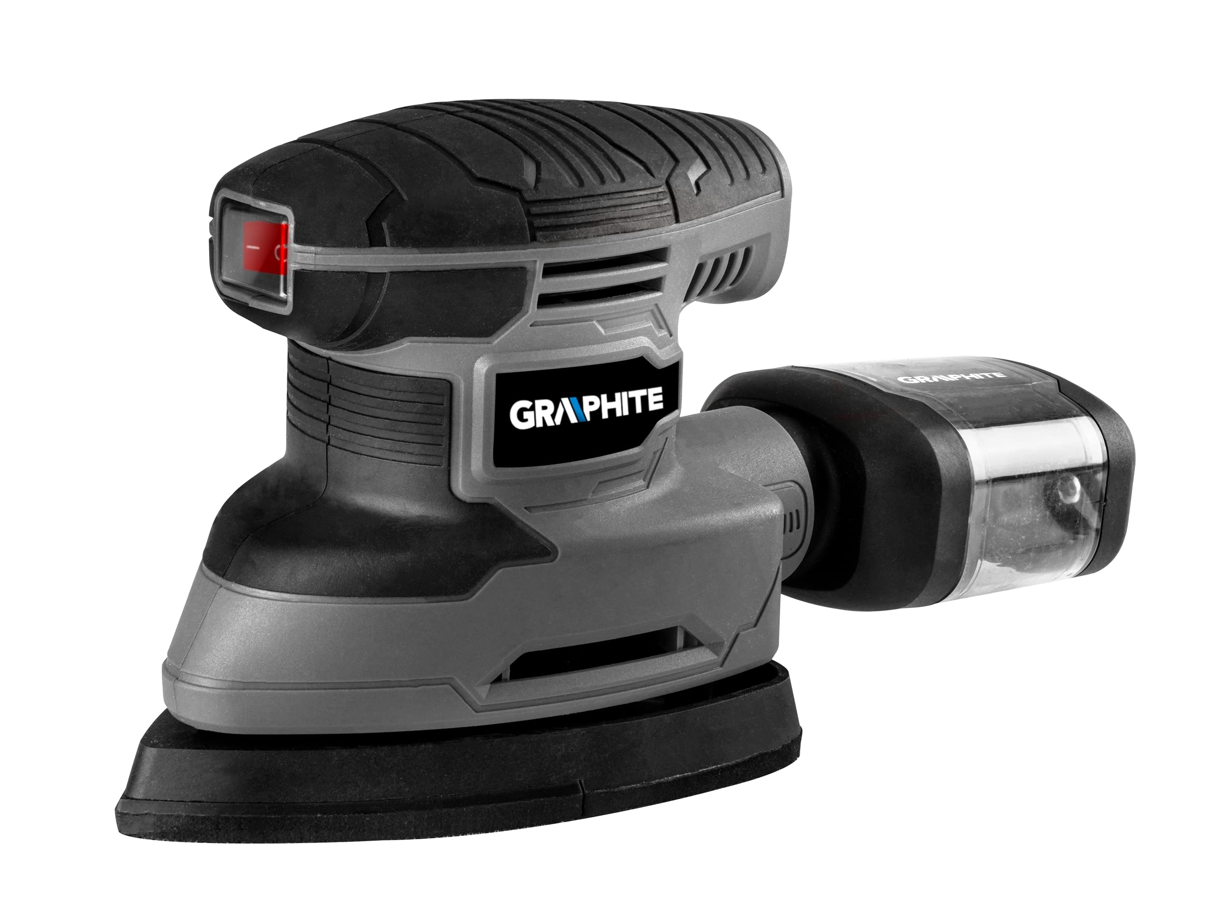GRAPHITE Ponceuse vibrante Delta 180 W, structure 140 x 140 x 80 mm, vitesse de rotation 13000 tr/min, amplitude d'oscillation 0,8 mm, masse 1,03 kg, accessoires : 9 papiers abrasifs, bac à poussière