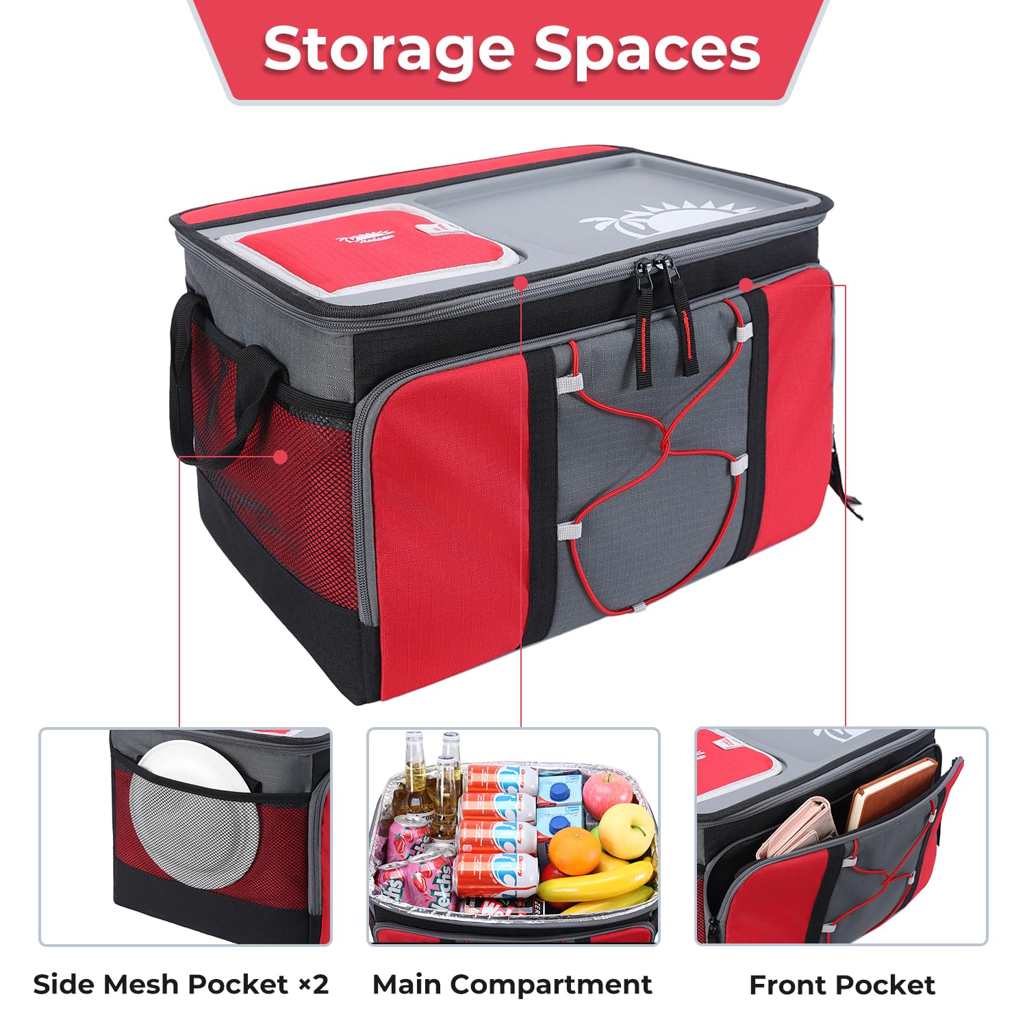 Misopily 53 Qt. 72-Can Large Rolling Cooler Leakproof Insulated Soft - View #13
