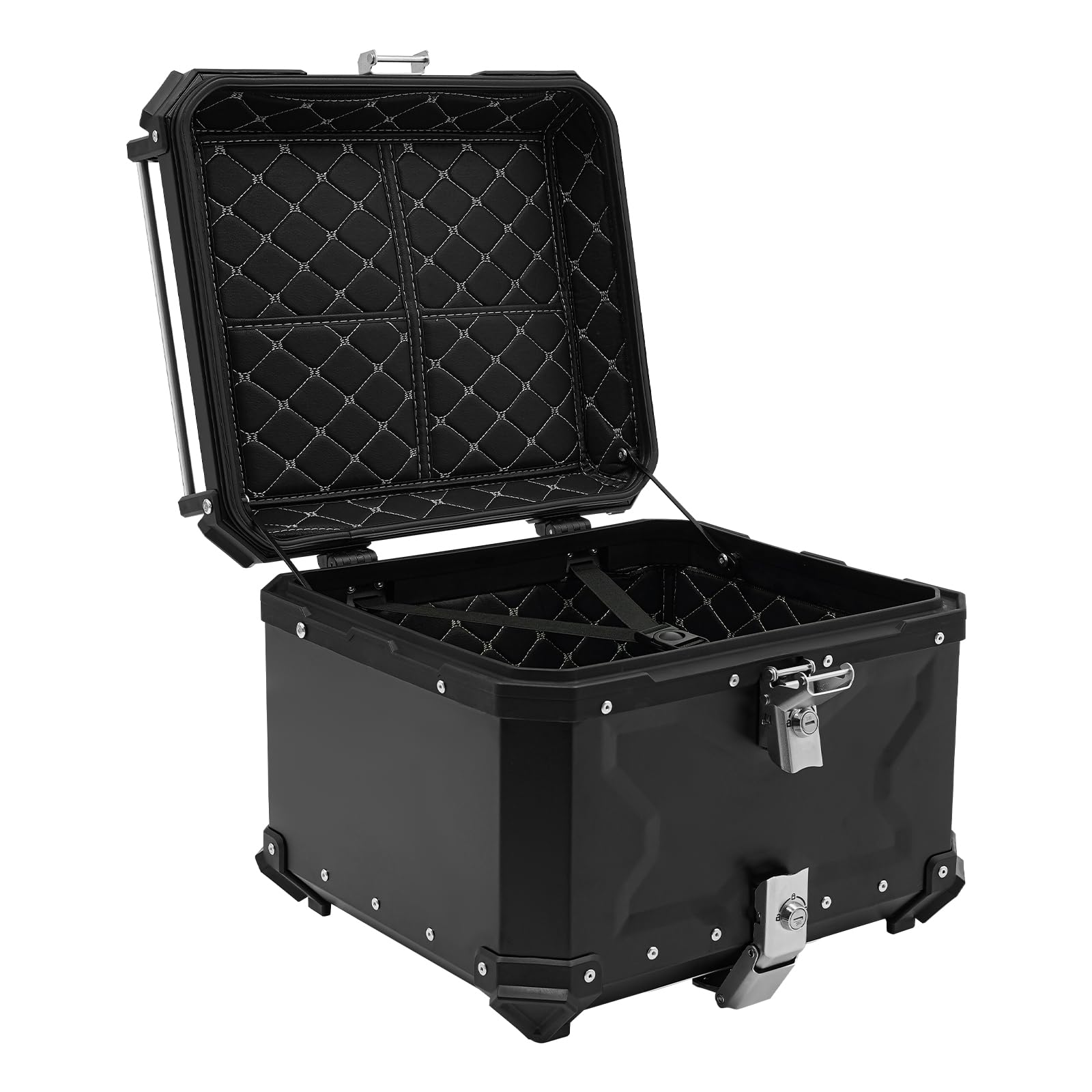 55L Estuche Superior Impermeable para Motocicleta, Caja Trasera Universal de Aleación de Aluminio con Cerradura y 2 Llaves, Maleta de Equipaje para Motocicleta y Scooter
