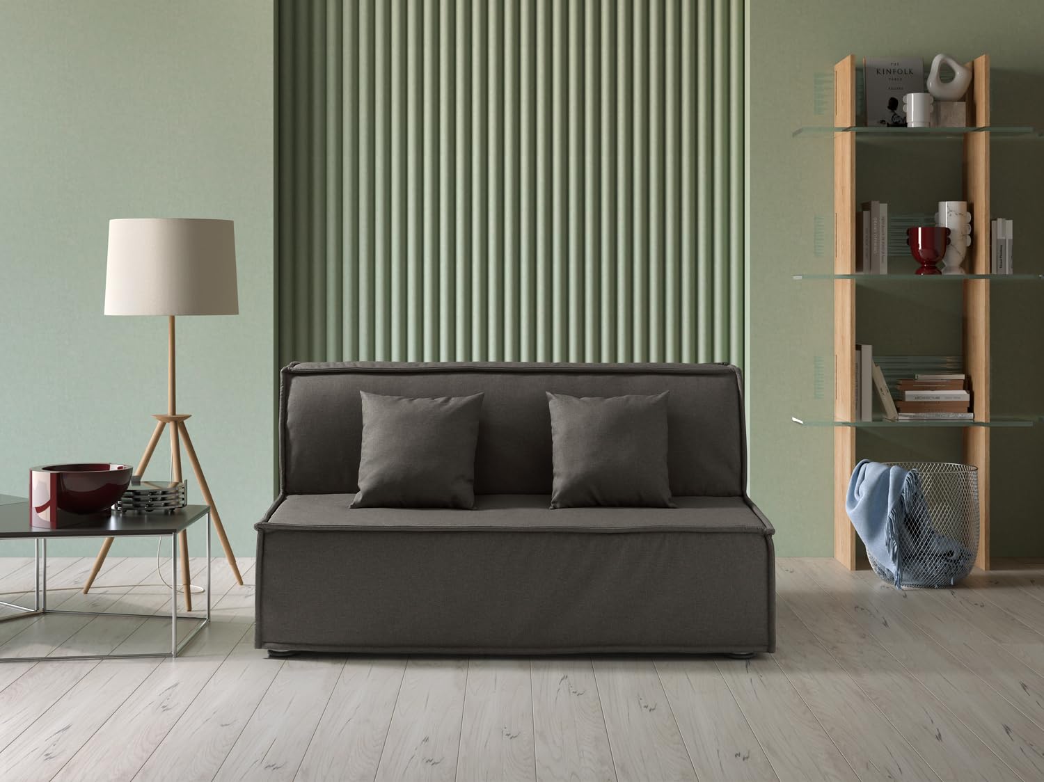 EVERGREENWEB Divano Letto 3 Posti con Materasso Matrimoniale 160x190 Ortopedico Prontoletto RICHIUDIBILE con Rivestimento SFODERABILE e Lavabile, Coppia Cuscini SUPERSOFT Abbinati, Grigio Scuro, ELLEN