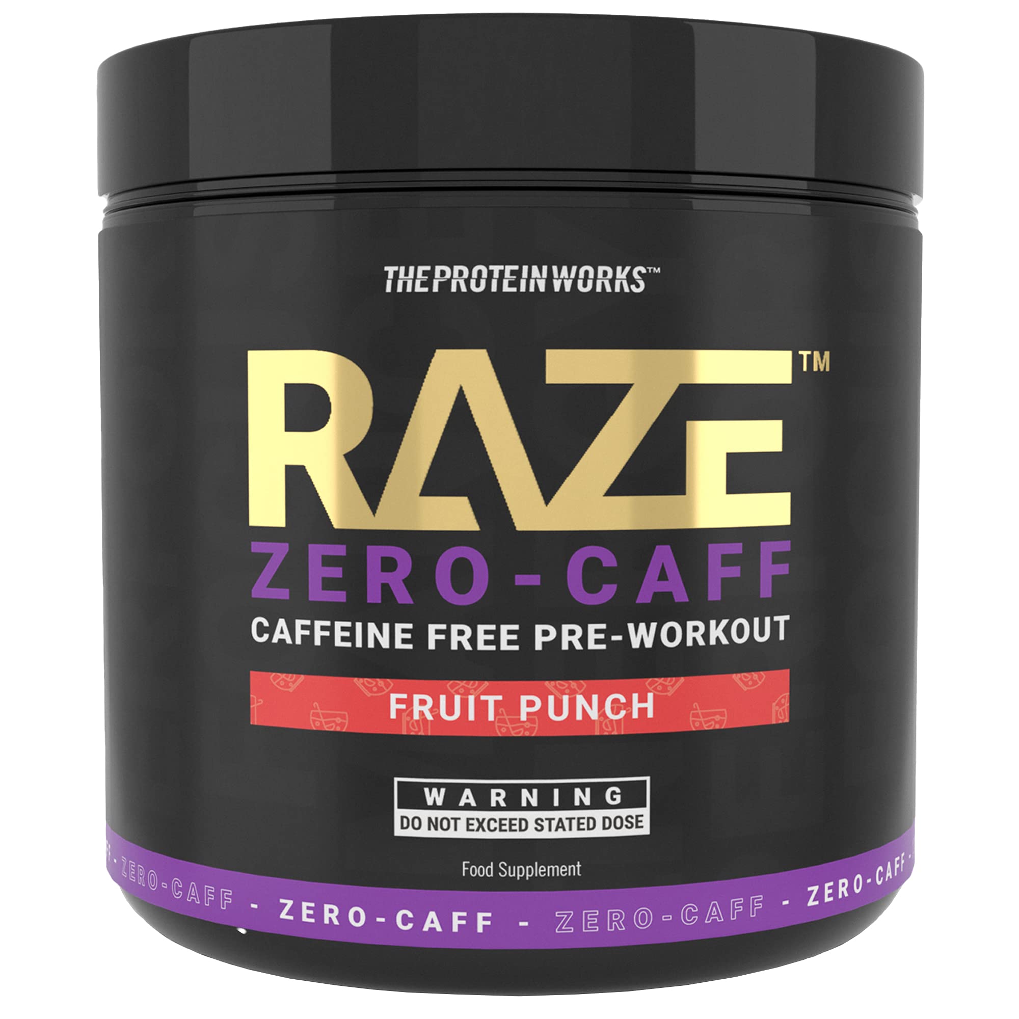 The Protein Works | Raze Zero-Caff Pre Workout | Stimulant Free | Citrulline & Creatine | Fruit Punch | 30 Servings