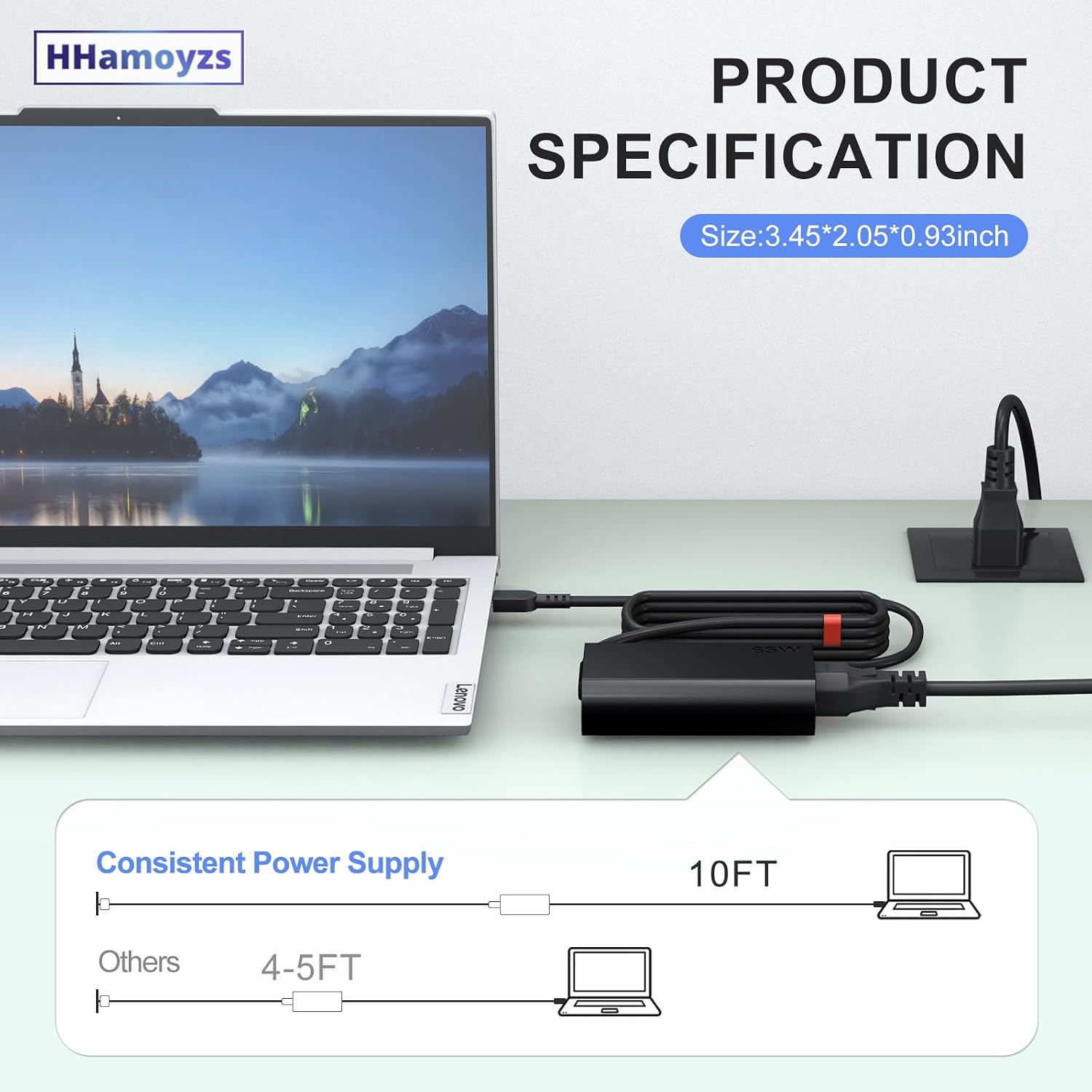 2026 New Slim 65W USB C Laptop Charger Compatible with Lenovo Thinkpad/Yoga 7i 9i L13 /Chromebook/ThinkBook 14 16 Type C Power Adapter