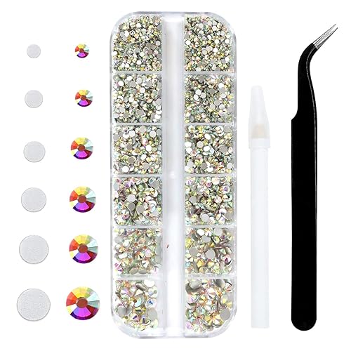 4240 diamantes de imitación de cristal con parte trasera plana, gemas de cristal para arte de uñas, vasos de maquillaje, redondos brillantes con