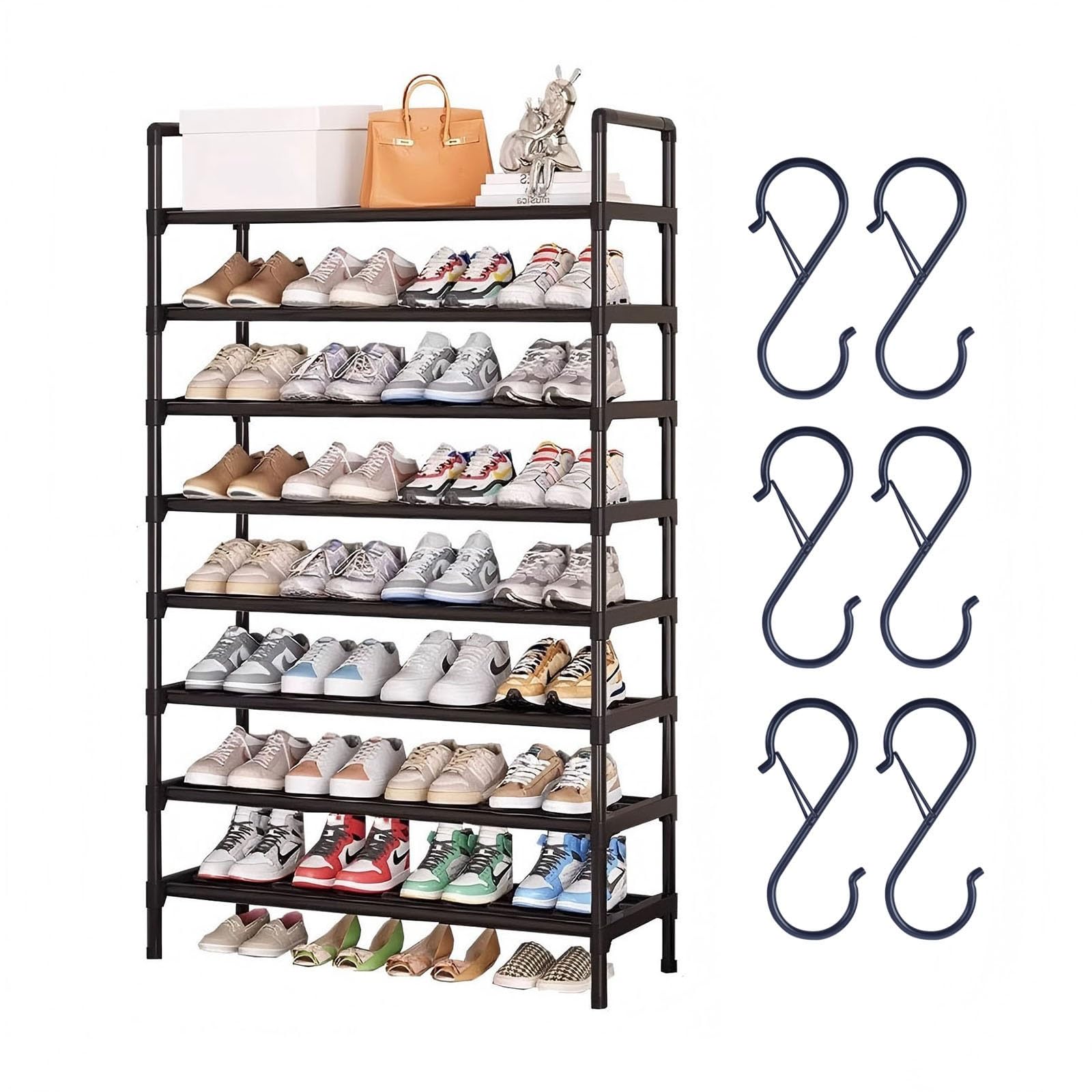 Rangement chaussures pour bottes étagère métallique compacte 3 niveaux