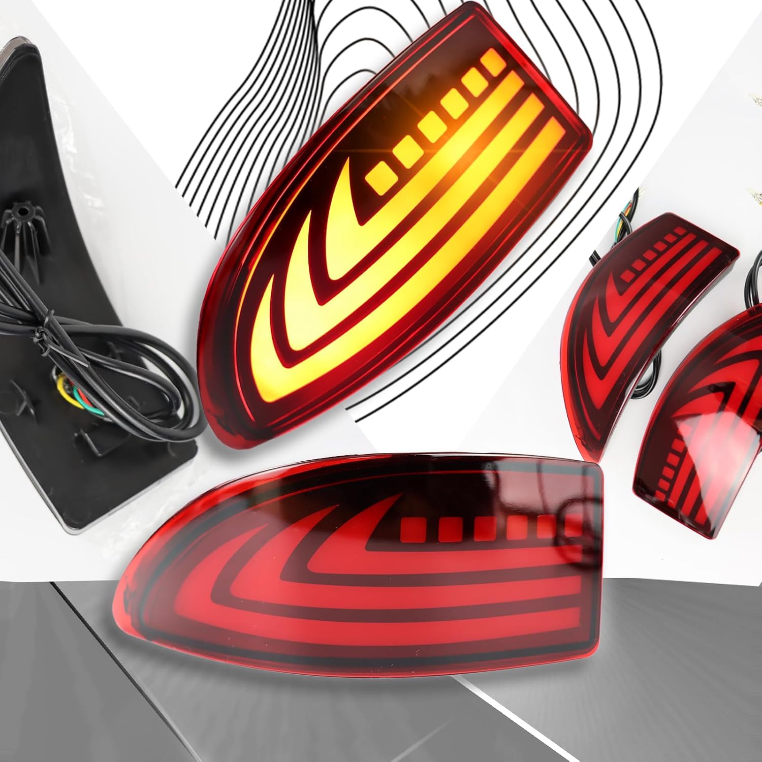 Upgrade LED Rear Bumper Reflectors Light Fog Brake Tail Lamps Compatible with Lexus Gen2 2006-2012 IS IS250 IS300 IS350 IS200t is-F Replace OEM Stock Reflector Turn Signal Light (Red)