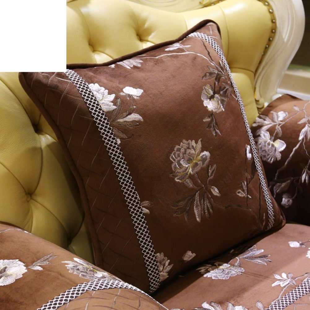 Taie d’oreiller brodée rétro de style européen, coton PP premium 60x60cm élégant