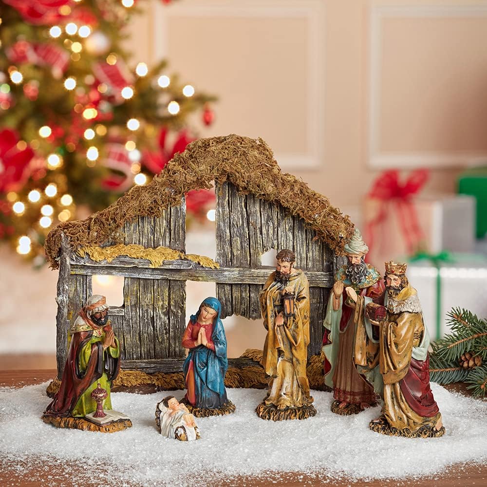Kurt Adler 6-Inch Resin Nativity Set of 7 Pieces
