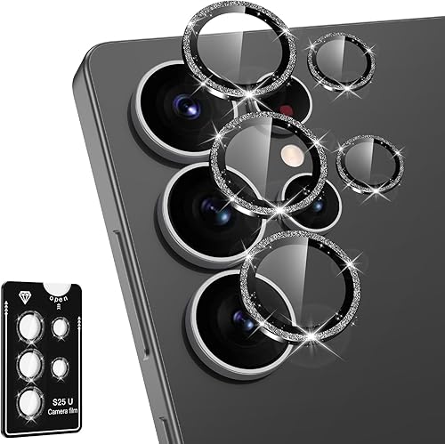 Miniatura 79 de Protector de lente de cámara para Samsung Galaxy S25 FE, cubierta individual de lente de vidrio templado con anillo de metal, [fuerte adsorción]