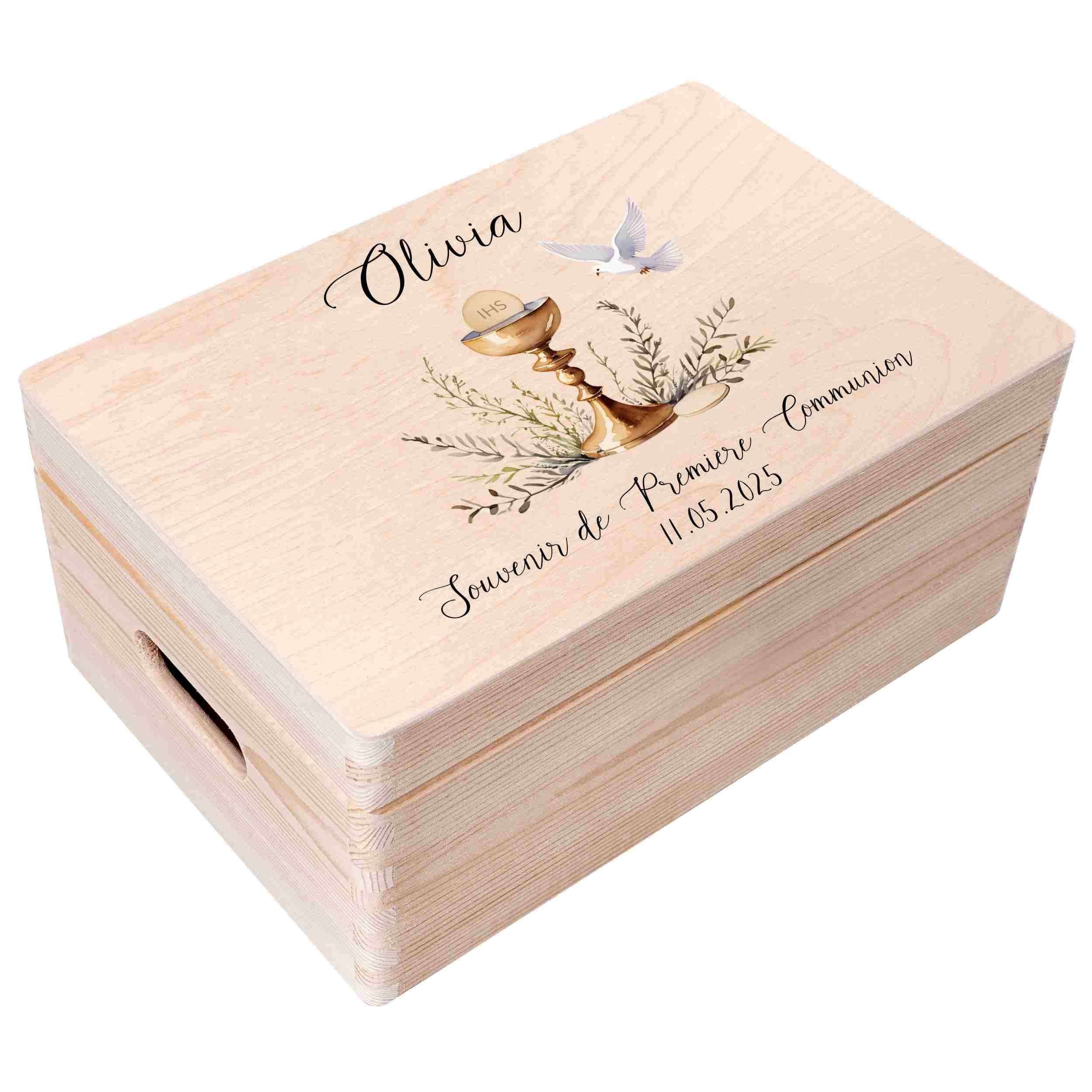 Creative Deco Personnalisé Première Communion Cadeau Boite | Boîte à Souvenirs en Bois pour Garçon et Fille | Personnalisés - Calice | Personnalisable Idée Coffret Décorations