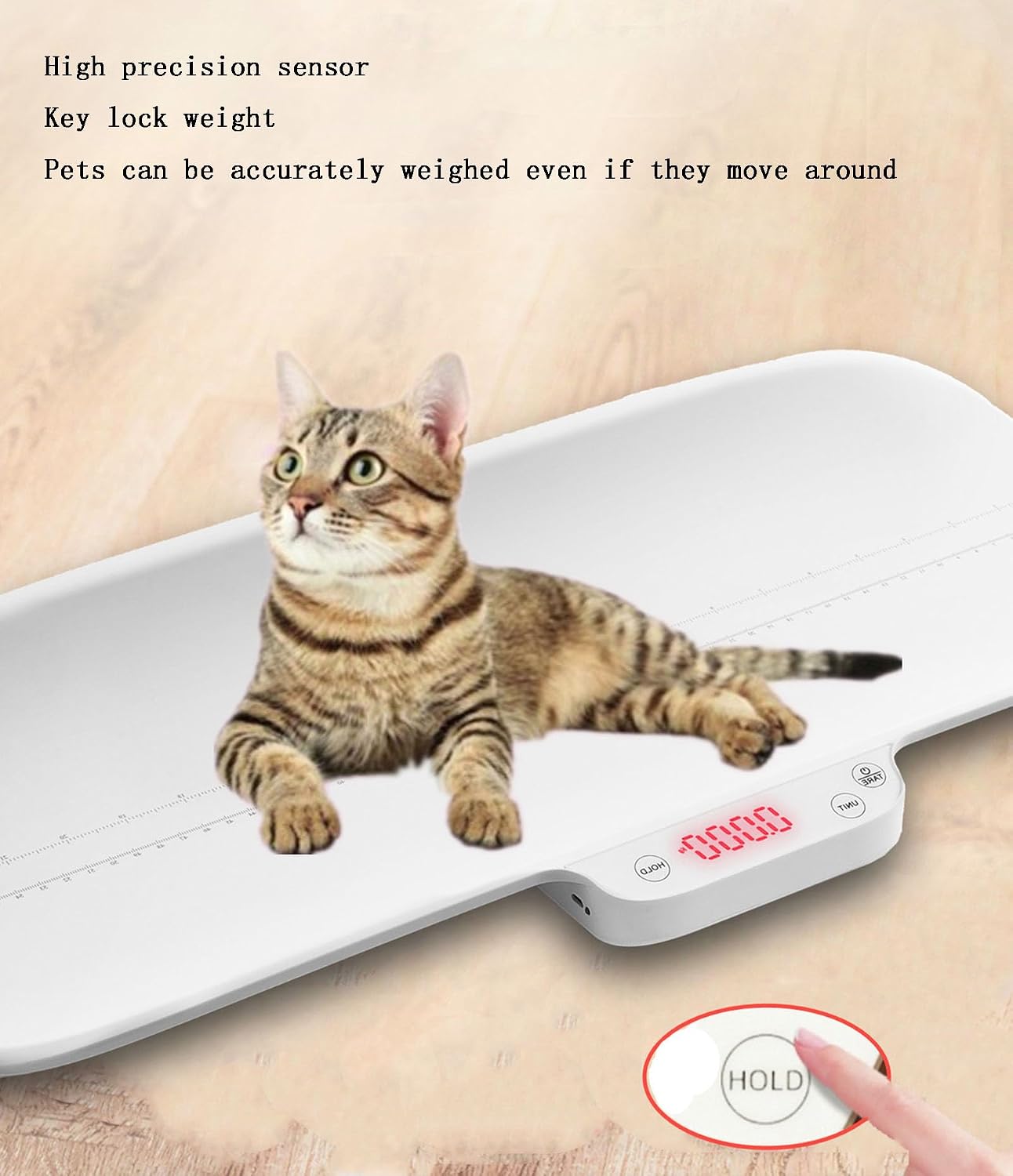 Small Animal Digital Scale, Pet Scale with LCD Display, Puppy Scale, Electronic Kitchen Food Scale, Max 66lbs, USB Charging/2 AA Batteries (Battery Type)