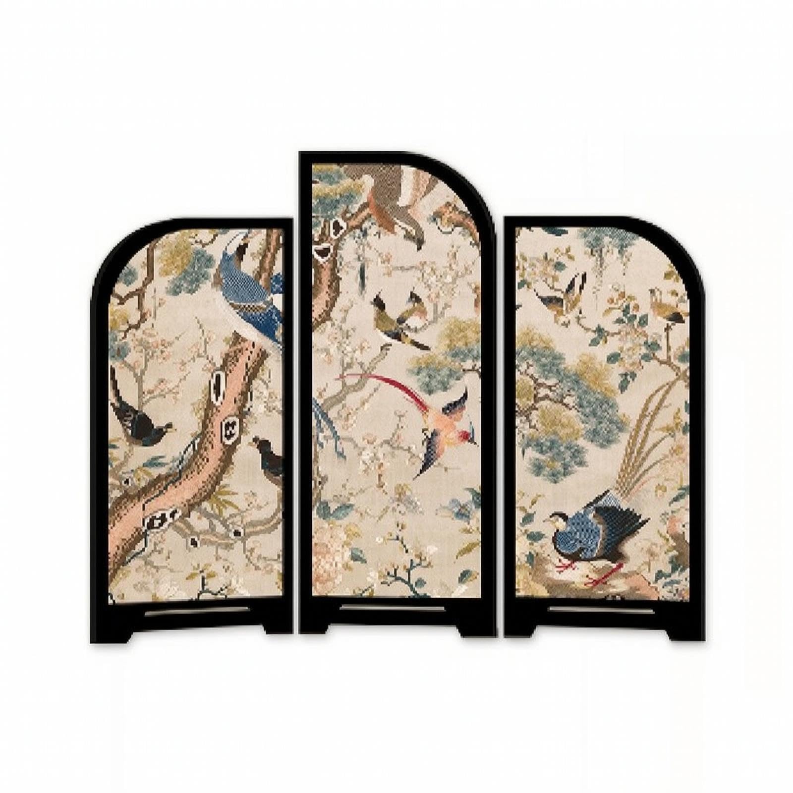 Threesection Desktop Screen New Chinese-Style Mini Folding Screen Arched 3section Divider for Living Room, Sideboard, Entryway 30x25cm B-image-11