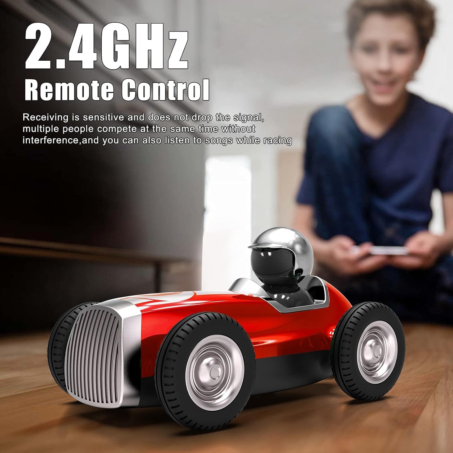 KIZJORYA RC Cars with Hi-Fi Wireless Bluetooth Speakers - Outdoor Indoor Powerful Portable Speaker, Remote Control Car Truck for Boys Girls Kids Adults, 2.4GHz Rechargeable Music RC Truck for Kids 4