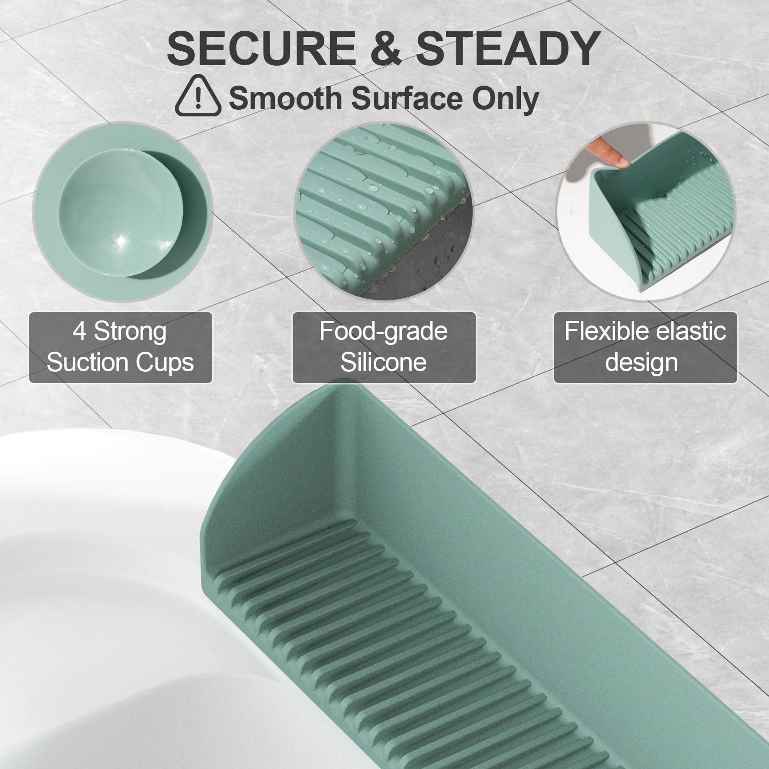 Bathtub Splash Guard for Tub - Silicone Tub Water Splash Guard with 4 Suction Cups, Bath Toy Holder, Tub Play Shelf for Kids, Bathtub Side Splash Guard Tray, Toddler Bathroom Essentials, 1Pack, Aqua