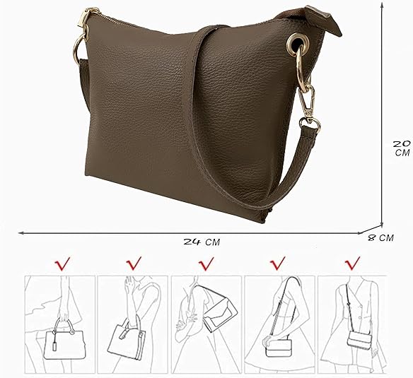 STILORD Bolso Bandolera Mujer Cuero Pequeño Bolso Mensajero Femenino Para Señora Dama Para Salir Trabajo O Diario Bolsa De Auténtica Piel Vintage