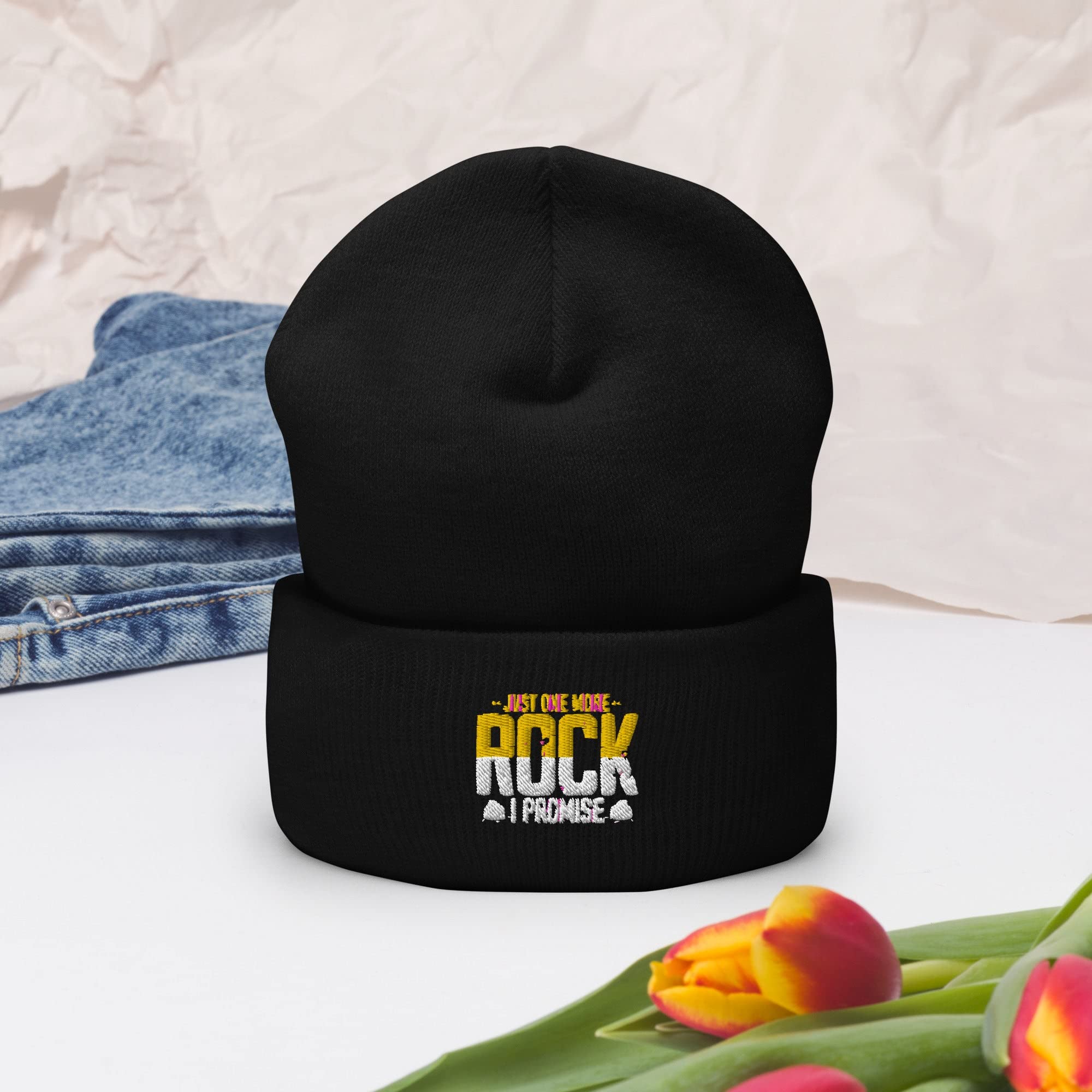 Cuffed Beanie Hilarious Mineral Collector Lands Scientists Novelty Hypsography Rocks Hobbyist Hunters Lover Black