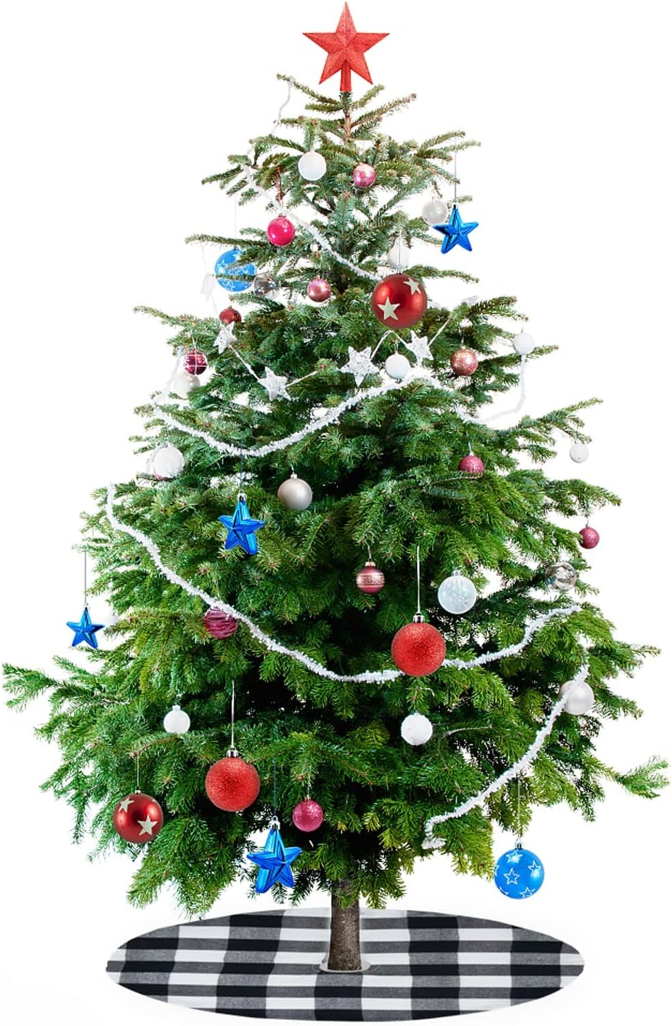 2 Pack Christmas Tree Skirt Decorations 15 Inch Mini Xmas Tree Skirt, Buffalo Plaid Tree Skirt for Family Christmas Party Holiday Decoration