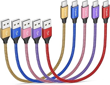 etguuds USB to USB C Cable 1ft, 5-Pack USB A to USB C Cable Fast Charging | for iPhone 17 16 15 Pro Max Plus 17 Air 16e Charger Type C, Samsung Galaxy S26 S25 S24 S23 S22 S21 S20 A17 A16 A36 A56 A55