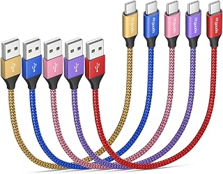etguuds Color USB C Cable 1ft, 5-Pack USB to USB C Cable 3A Fast Charging Type C Cable Braided Data Cord for Samsung Galaxy S23 S22 S21 S20 S10 A23 Note 10 20, Tab A8 A7 S6 S7, Google Pixel LG Moto