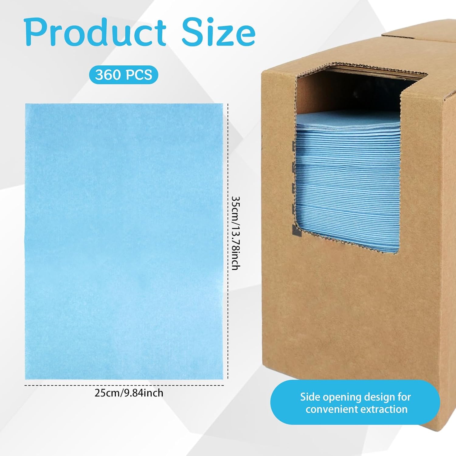 360 Sheets 9.84 x 13.78 in Disposable Shop Towels Absorbent Anti Dissolution Without Lint Paper Bulk Blue Heavy Duty Shop Towels for Car Work Garage