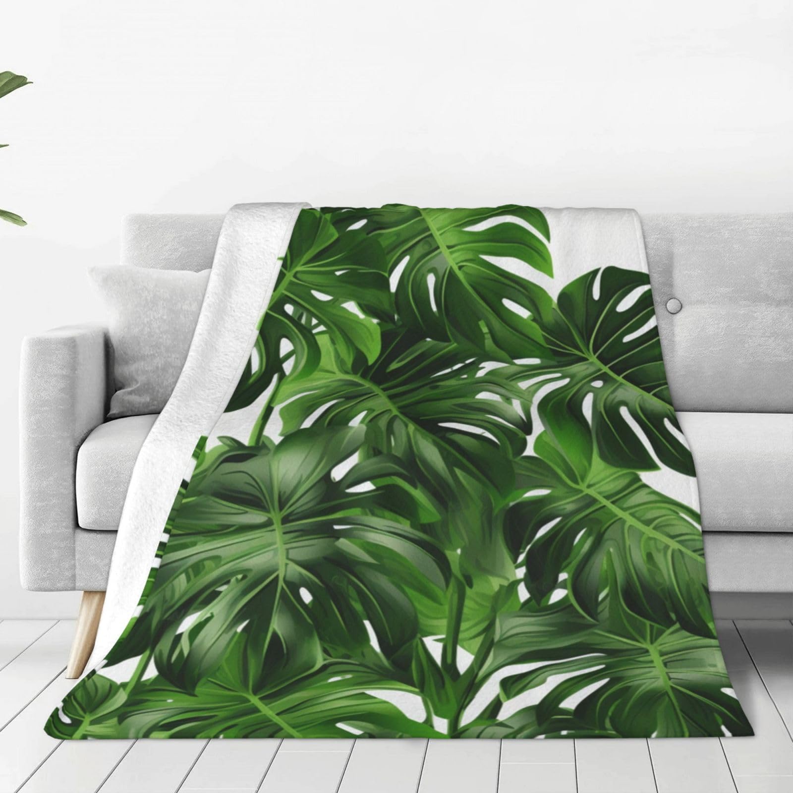 Couverture Monstera Deliciosa contre les nuits fraîches flanelle légère