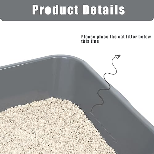 Miniatura 6 de Ying Tutu Paquete de 2 cajas de arena extra grandes para gatos (material ABS), corral de arena para gatos mayores de entrada baja para gatos