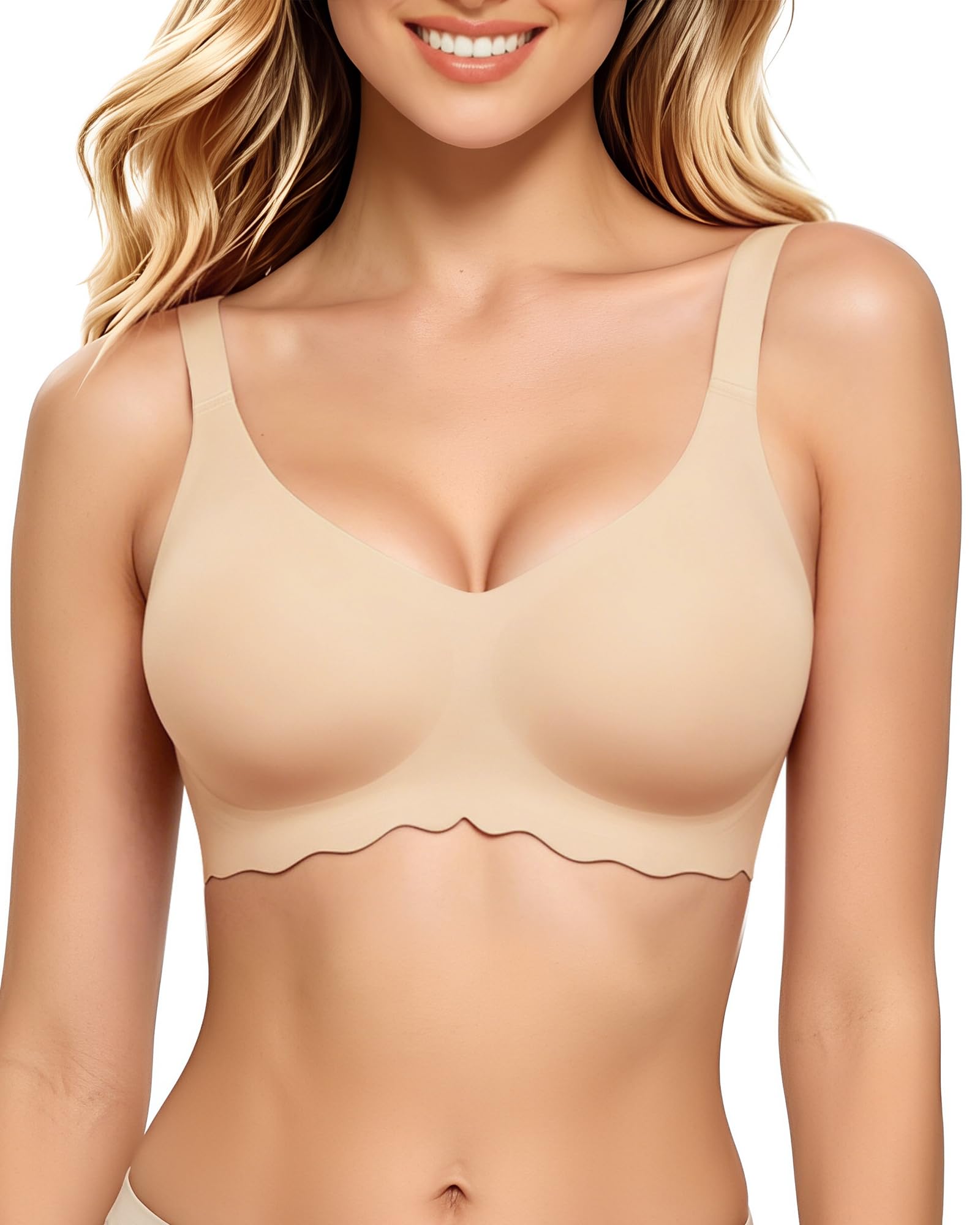HORISUN Bügelloser BH Damen, Nahtlos 3D Jelly Strip, Push up mit starker Halt, Anti-Achselbeulen, Ideal für Schlaf, Yoga & Alltag