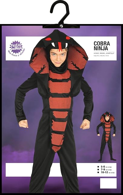 Foto 7 de 7 de FIESTAS GUIRCA - Disfraz Cobra Ninja Infantil (5-6 Años) - Capucha, Máscara y Mono