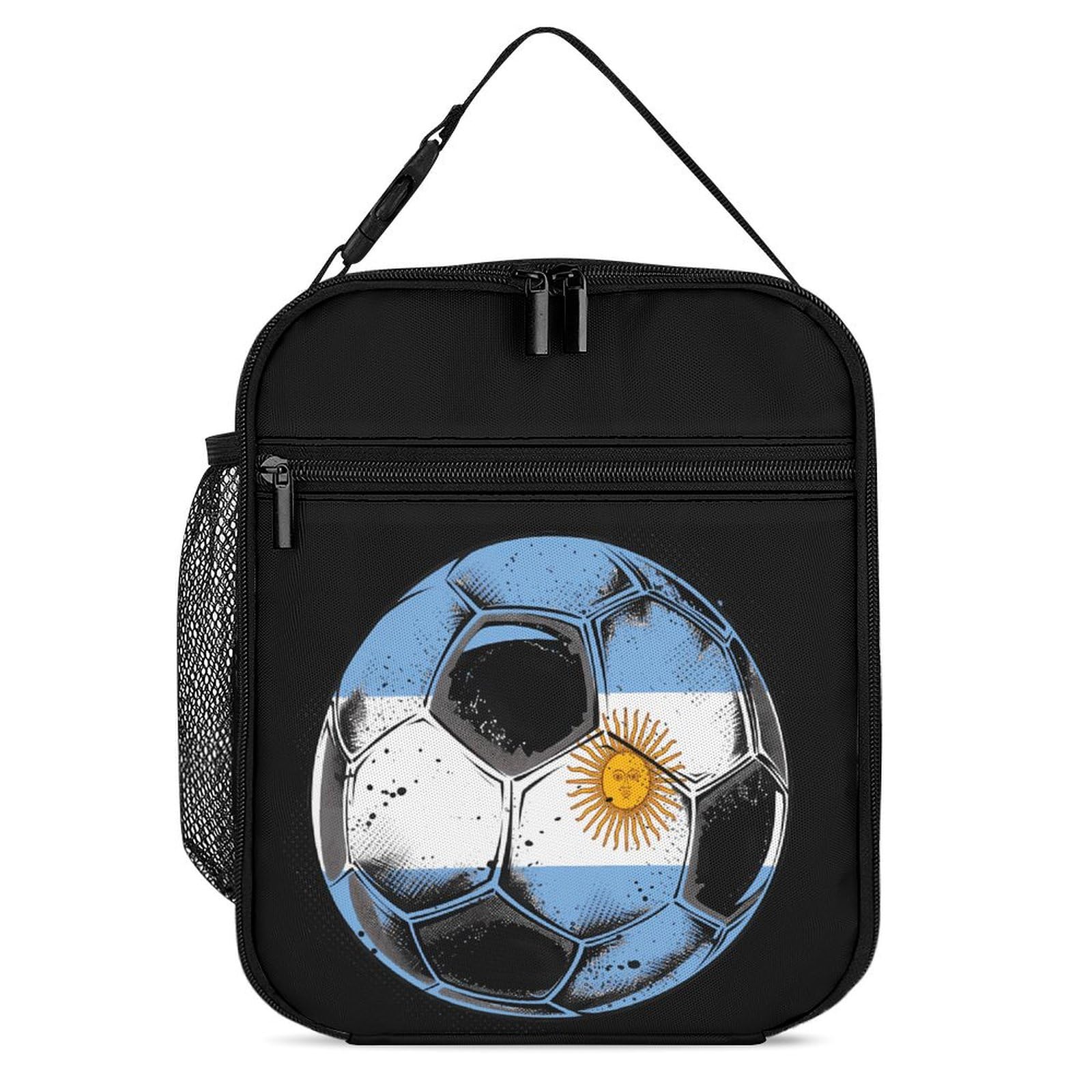 Argentina Flag Football Soccer Sport Lunch Bag Lunch Box Insulated Lunch Tote Bag Cooler Lunch Container for Men Women