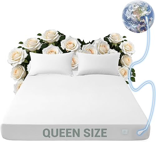 Grounding Sheets Queen, 80% algodón orgánico + 20% fibra plateada, las sábanas de tierra pueden mejorar el sueño y la subsalud, sábanas