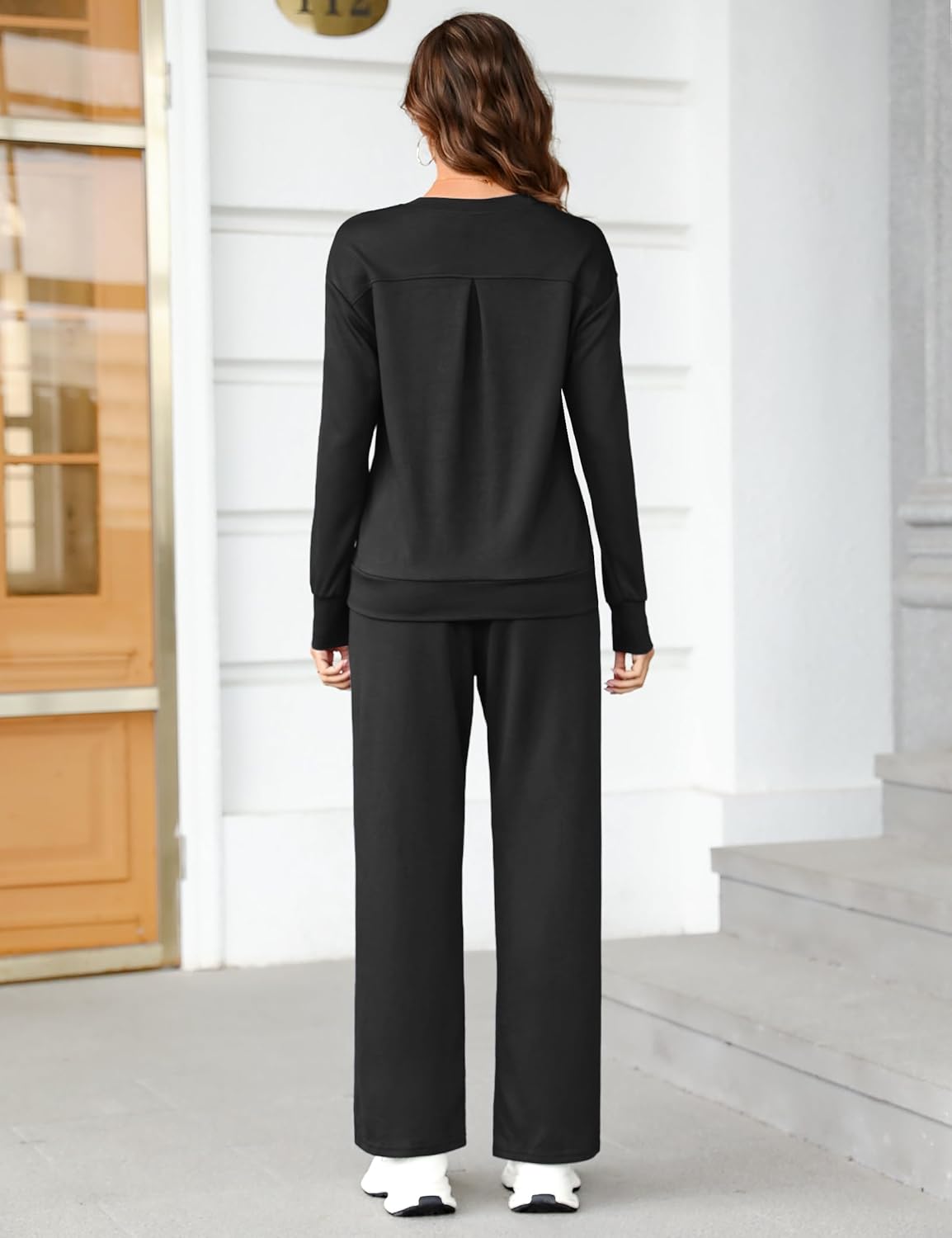 Totatuit Women's Long Sleeve Sweatsuit Sets Wide Leg Pants with Pockets Tracksuit 2 Piece Travel Outfits S-XXL - Image 7