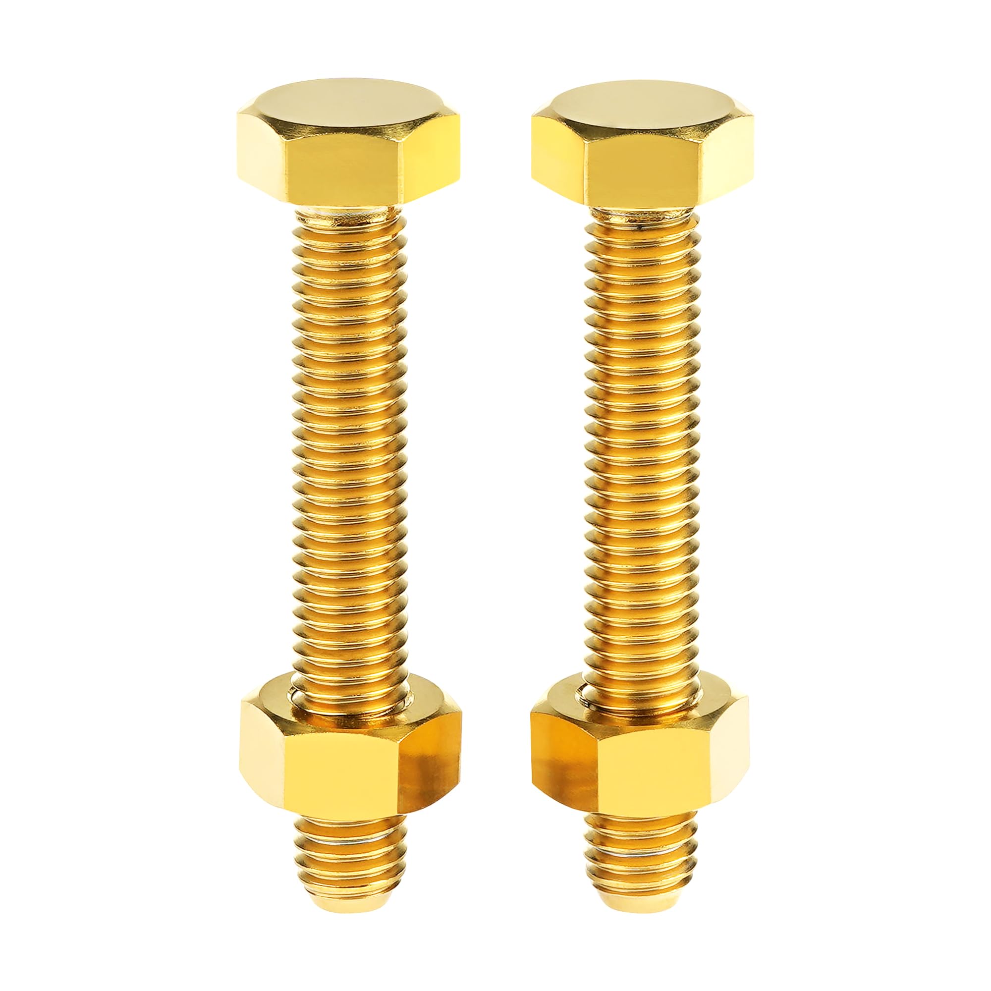 Wanyifa Motorcycle Titanium Ti Alloy Chain Adjuster Bolt 1 Pair M8x1.25mm Motocross Nuts and Bolts (Gold, with Hexagon Nuts)