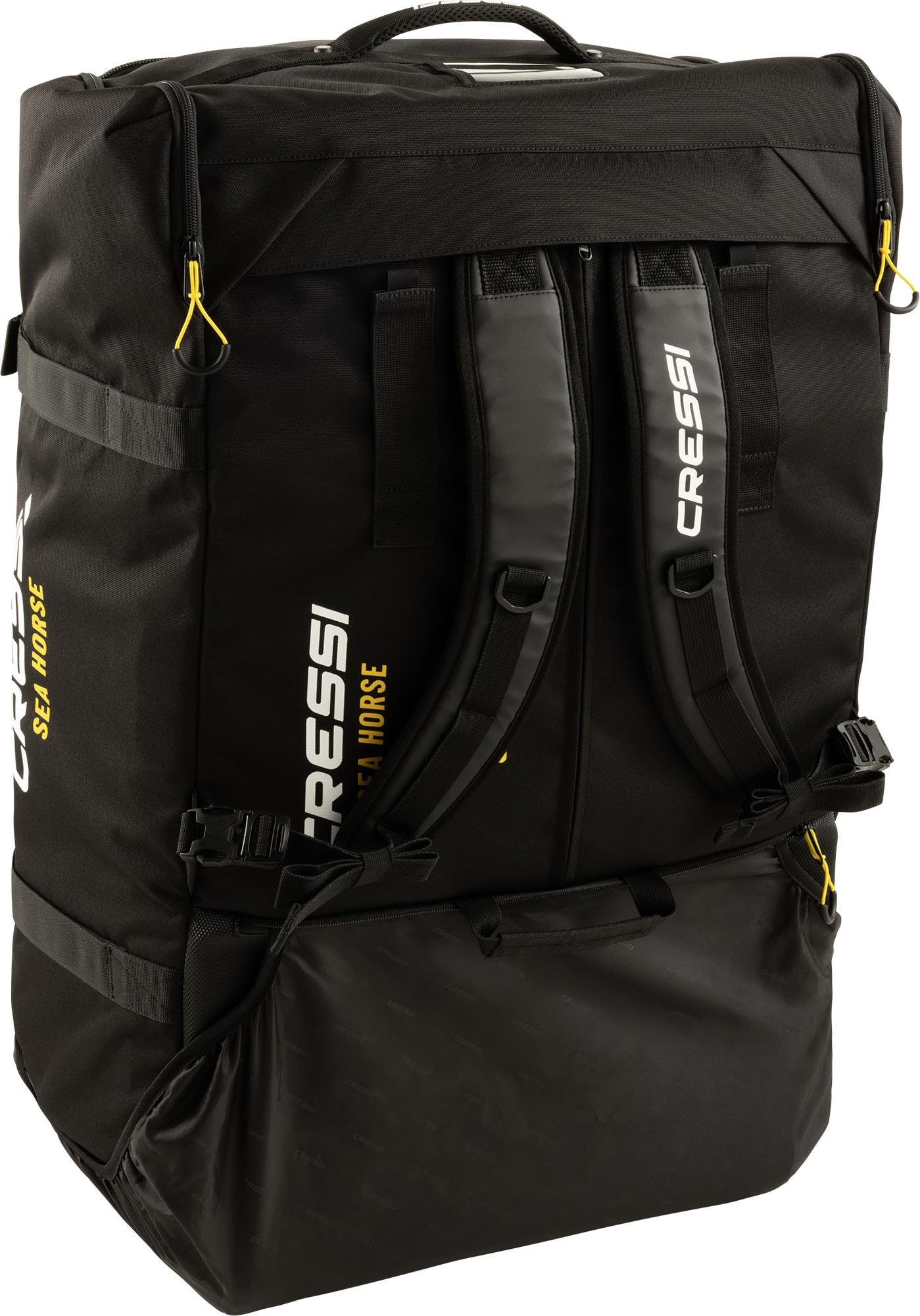 CRESSI Sea Horse Rucksack mit Rollen für Reisen und Wasseraktivitäten, Schwarz, 57,1 x 33 x 81,3 cm, Schwarz, Seepferdchen
