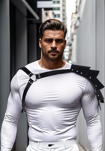 Miniatura 3 de Mumbobyswim Cinturón de pecho para hombre, cinturón de cuero ajustable con hebillas, disfraz sexy punk, talla única