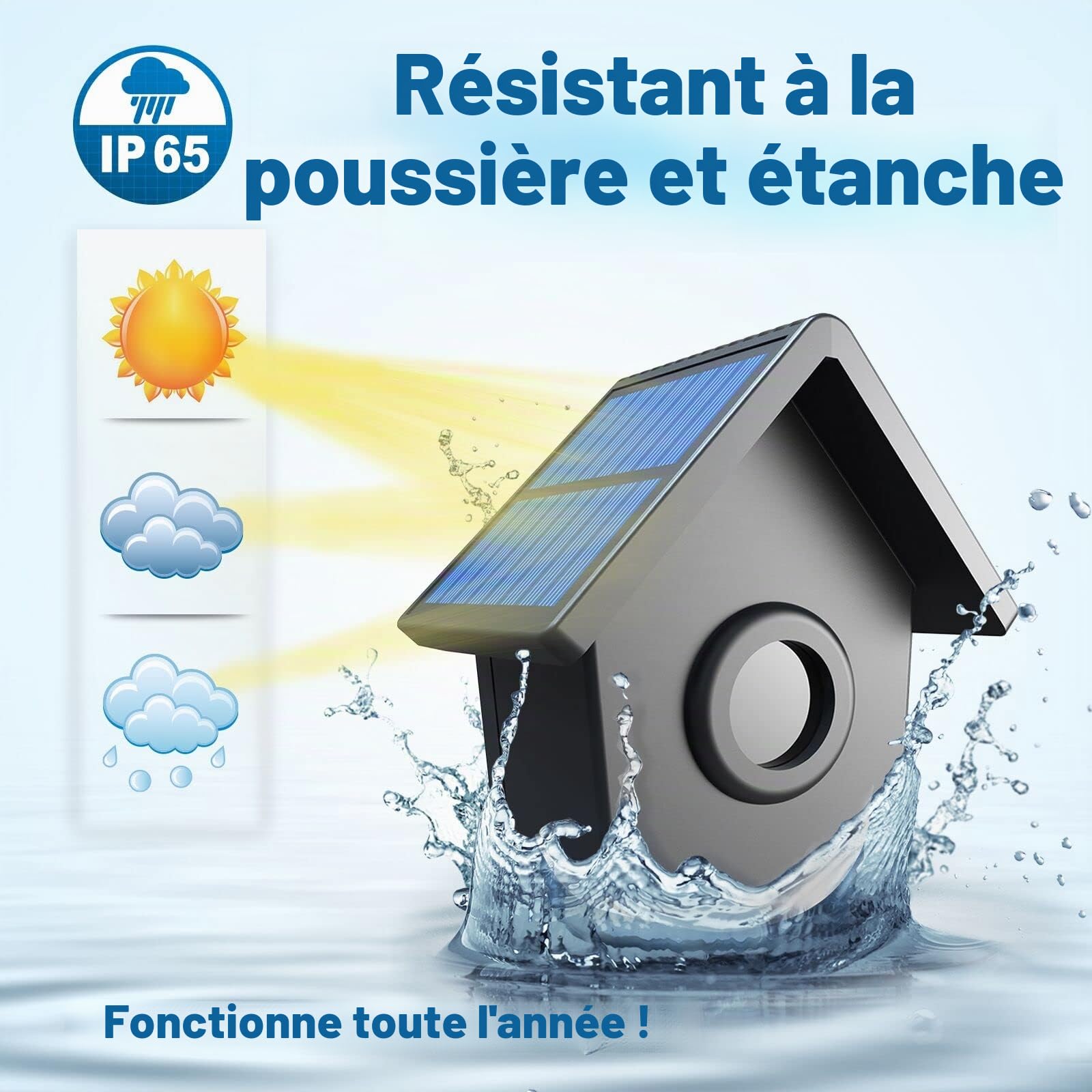 HTZSAFE Alarme Solaire pour allée - 1 récepteur + 2 capteurs | avec une portée de 1/2 mile-Détecteur de mouvement sans fil résistant aux intempéries et détecteur d'extérieur