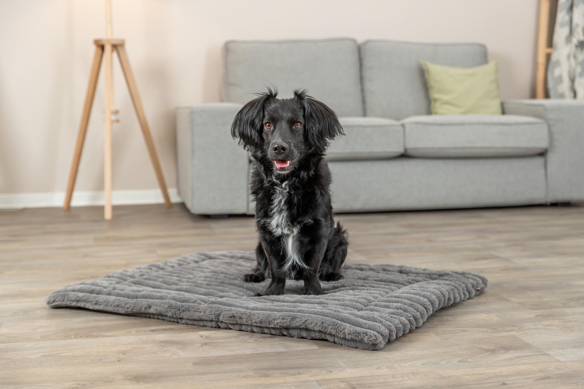 TRIXIE Hundematte Lonni, weich & pflegeleicht – 130 x 90 cm, grau | Weiche, komfortable Liegematte mit rutschfestem Boden – für Hunde, kuschelig und angenehm gepolstert