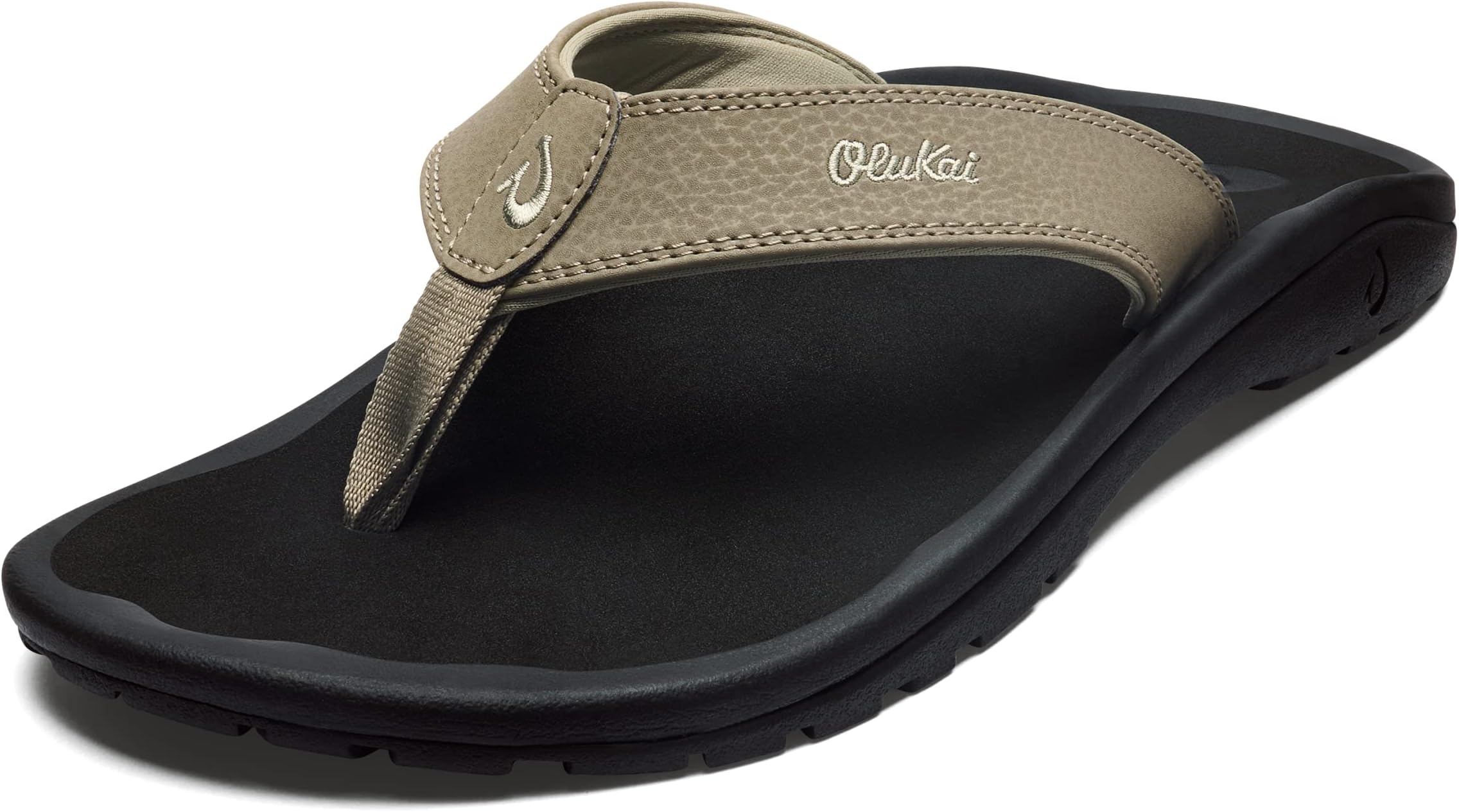 VCCUIOB OLUKAI Ohana Men's Beach Sandals, Quick-Dry Flip-Flop Slides, Water Resistant & Lightweight, Compression Molded Footbed & Ultra-Soft Comfort Fit, Clay/Onyx, 18