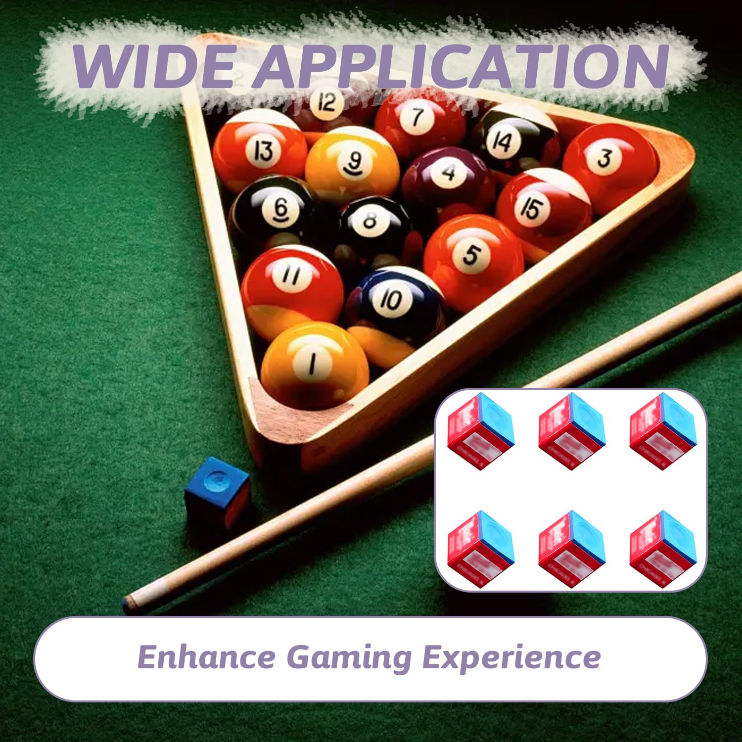 Craies de Billard Professionnelles Bleues Lot de 6 Haute Densité pour Queue de Billard Américain
