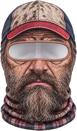 Old Man Funny Ski Mask Realistic Face Balaclava Winter 3d Pr