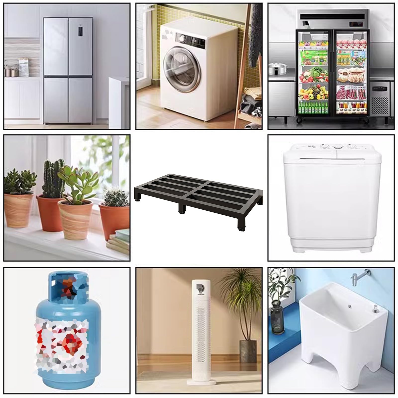 WIGING Metall Blumentopfständerfüße, Feuchtigkeitsbeständig Erhöhung Bodenpaletten, Möbel Geräte Kühlschrank Klimaanlage Untergestell Für Lagerhallen Küchen Geschäfte(Black,40x30x10cm)