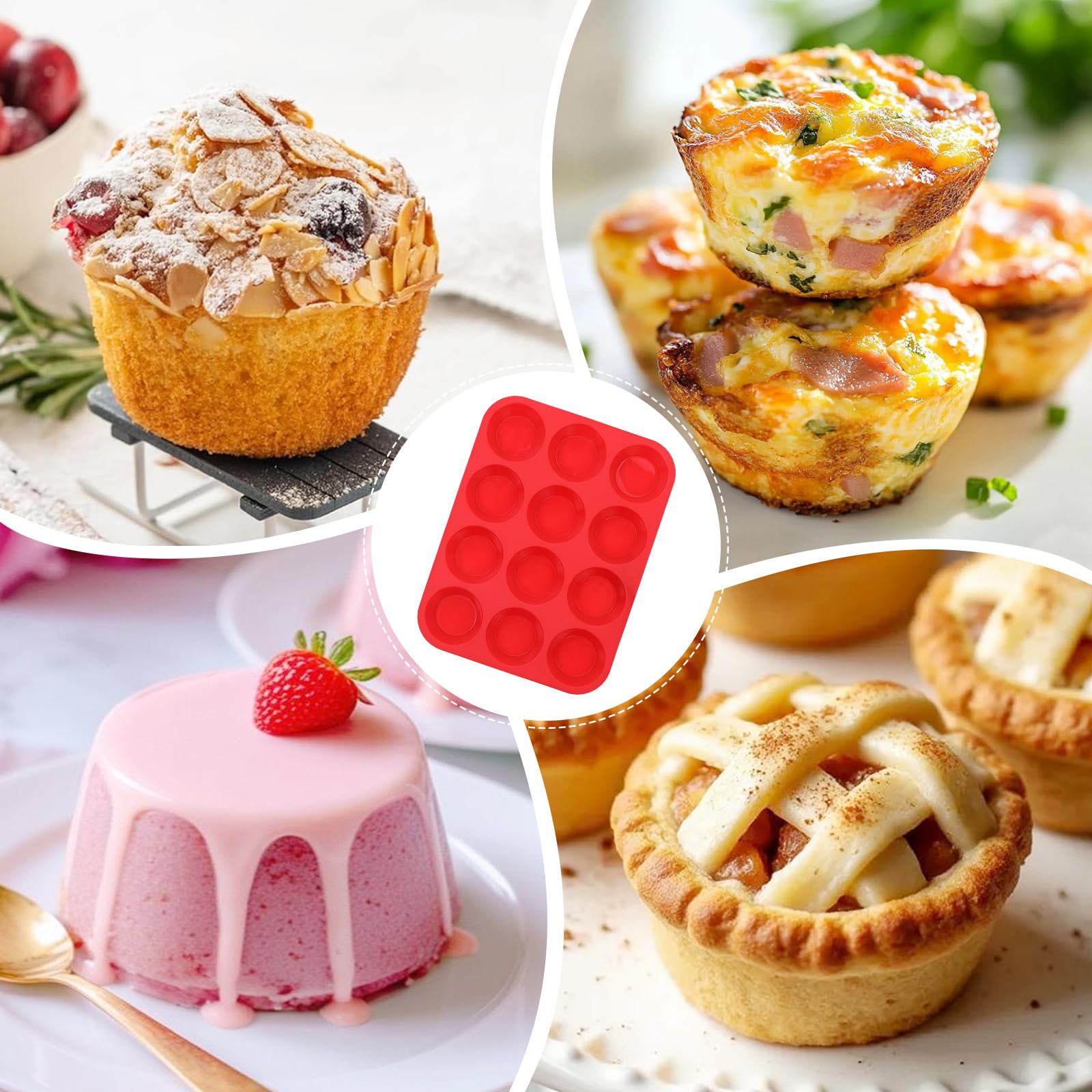 Silicone Muffin Pan - 12 Cup Baking Set -8