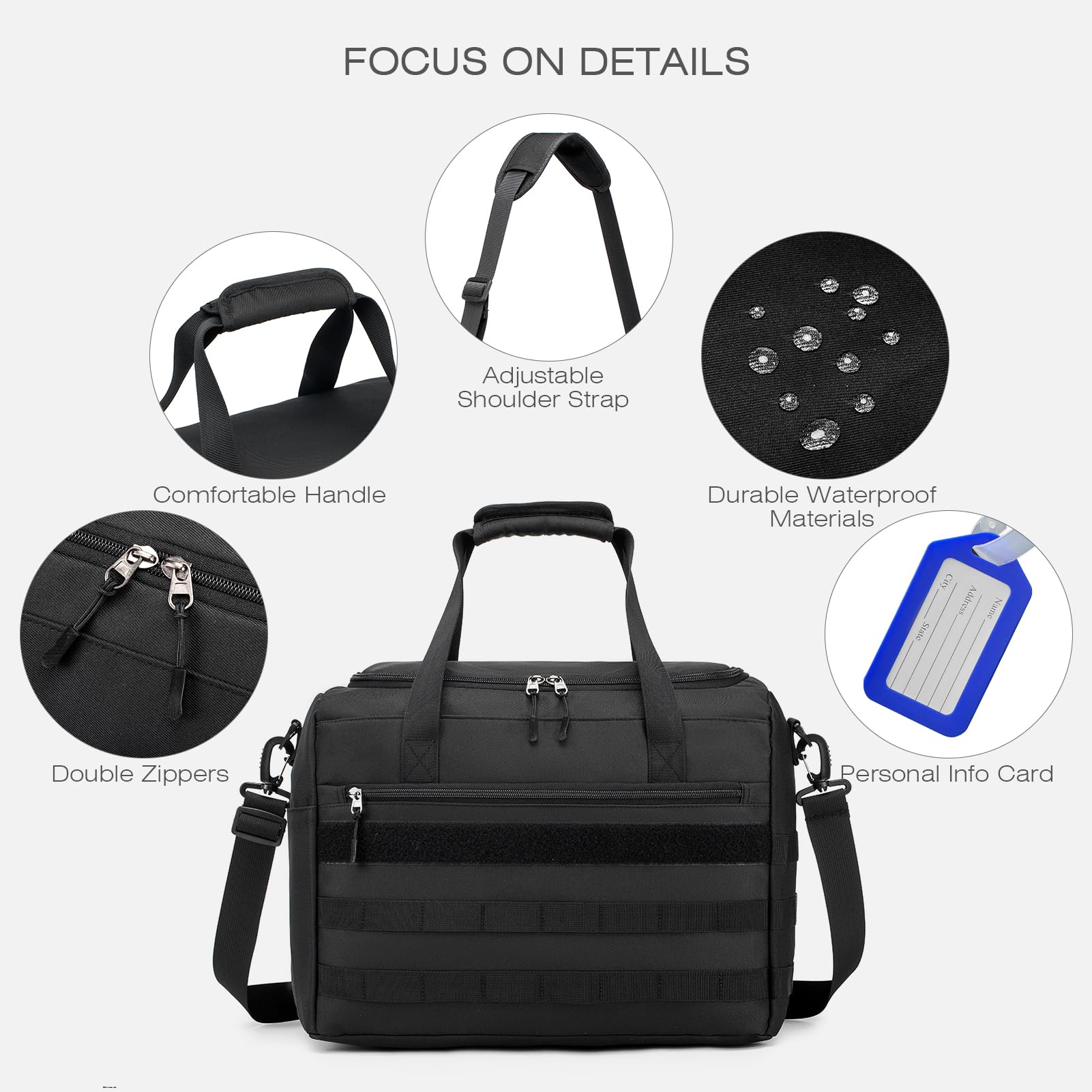 SPAHER Bolsa Viaje Cabina Avion 40x30x20 Ryanair Vueling Equipaje de Mano Bolsa de Cabina Deporte Gimnasio Táctico Hombre Impermeable Maleta Cabina 25L con Neceser, Negro
