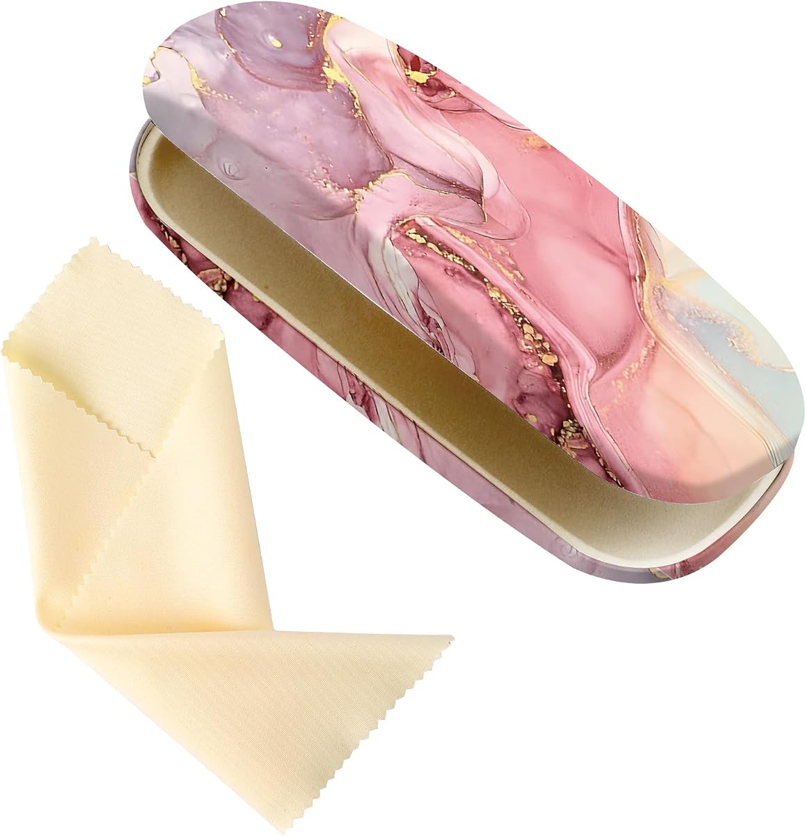 Estuche rígido para gafas, estuche protector portátil para anteojos, caja para soporte de anteojos con paño de limpieza, para hombres y mujeres