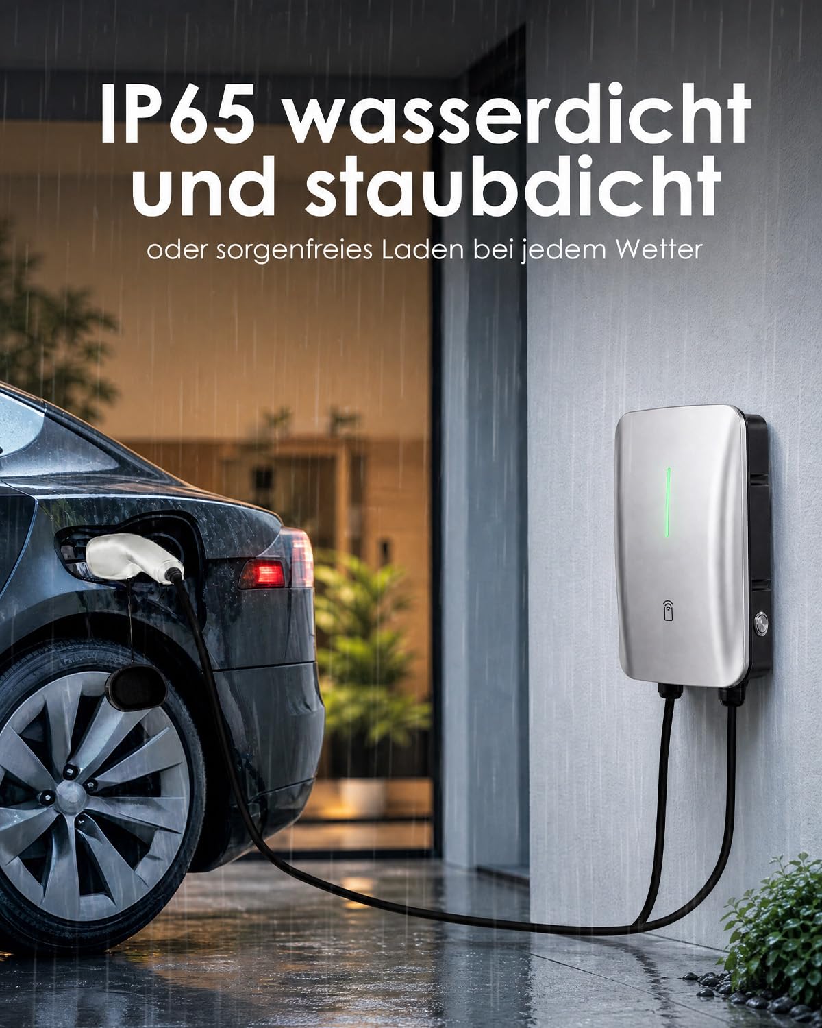 Wallbox 11kW mit APP, 7,5m Typ 2 Kabel + Halter, 3-Phasen Ladestation | 16A EV-Ladestation, IP65 Outdoor, mehrfacher Sicherheitsschutz, effiziente Ladestation für Zuhause, Wohnanlagen und Gewerbe