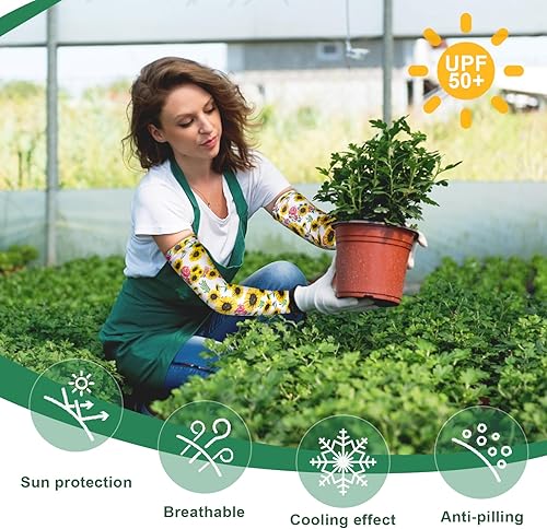 Miniatura 68 de 4 Pairs Gardening Sleeves Anti-Slip Arm Protection with Thumb Hole Sun Sleeve Cooling Arm Sleeves for Women Men Outdoor