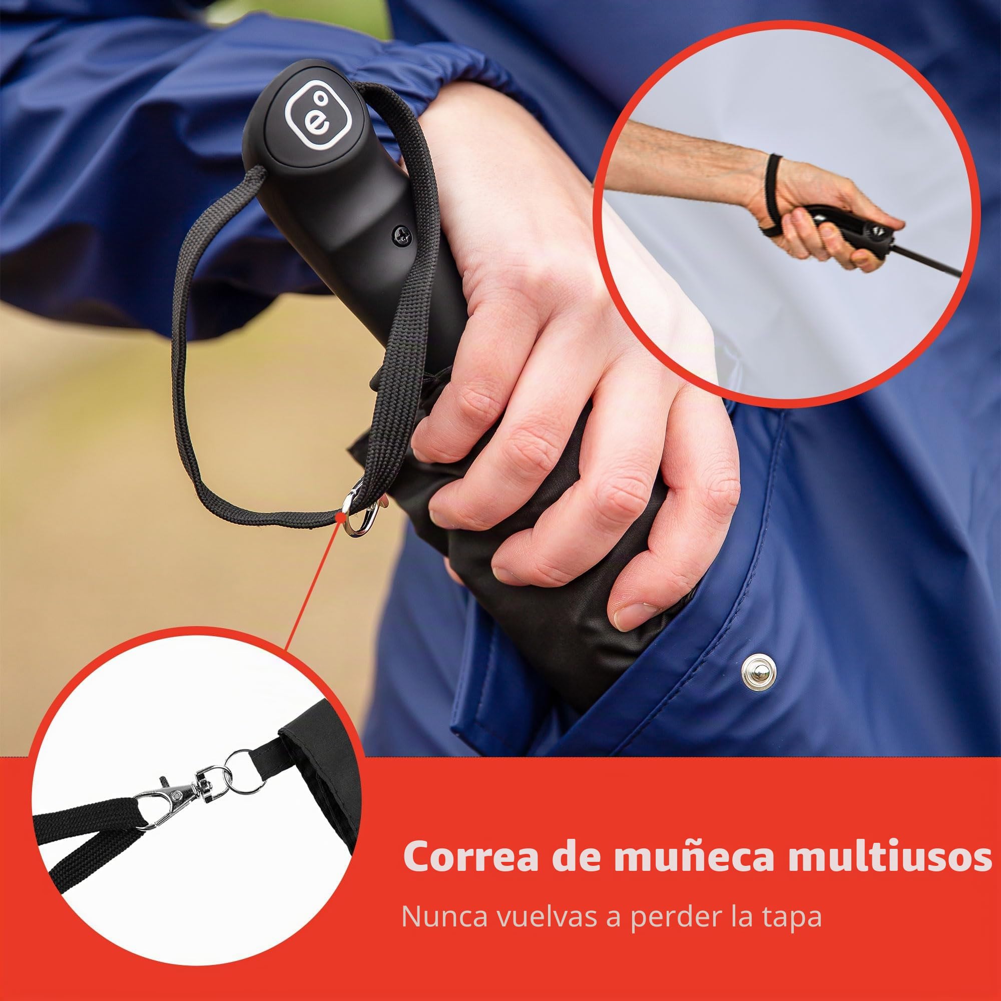 Paraguas de Viaje de Doble Cubierta a Prueba de Viento - Recubrimiento de Tefón, Manija Ergonómica y Manga Protectora - Diseño portátil Compacto y Plegable de Peso Ligero
