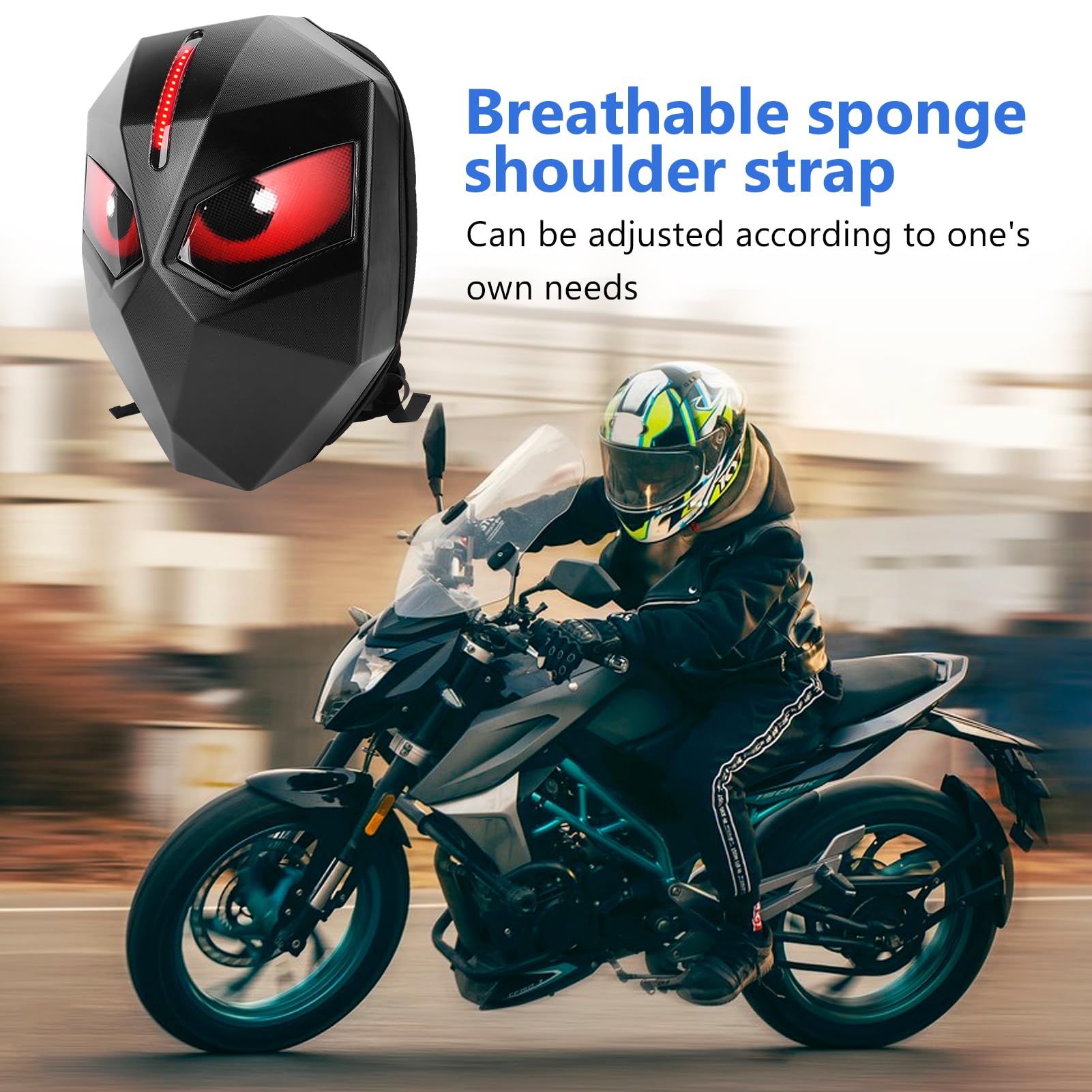 Garsent Sac à Dos à Moto LED, Knight -Backpack, Sac à Dos LED avec Bricolage Programmable